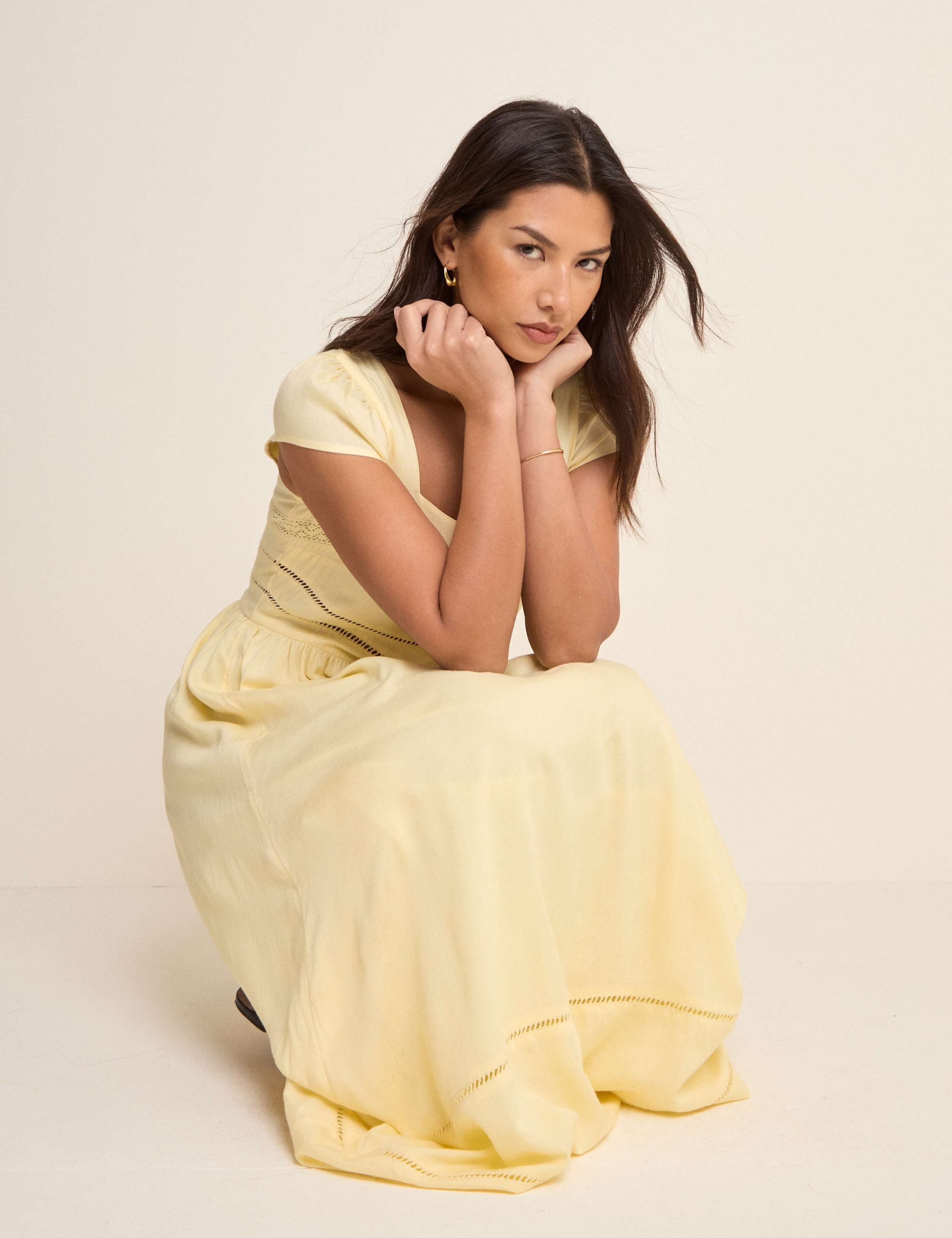 Linen Rich Square Neck Midaxi Skater Dress 4 of 5