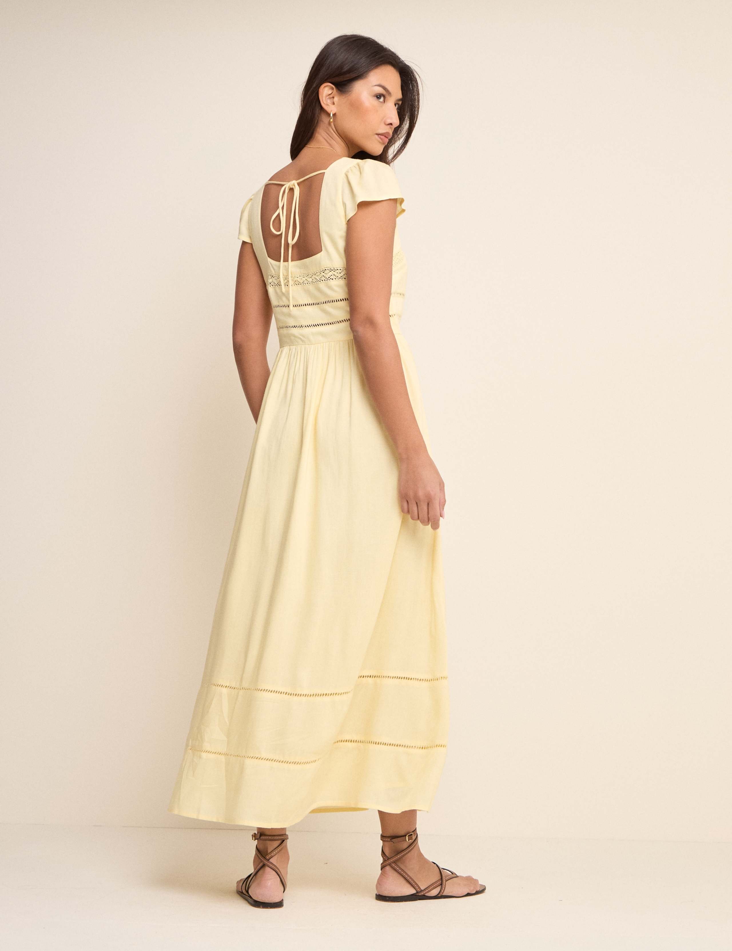 Linen Rich Square Neck Midaxi Skater Dress 5 of 5