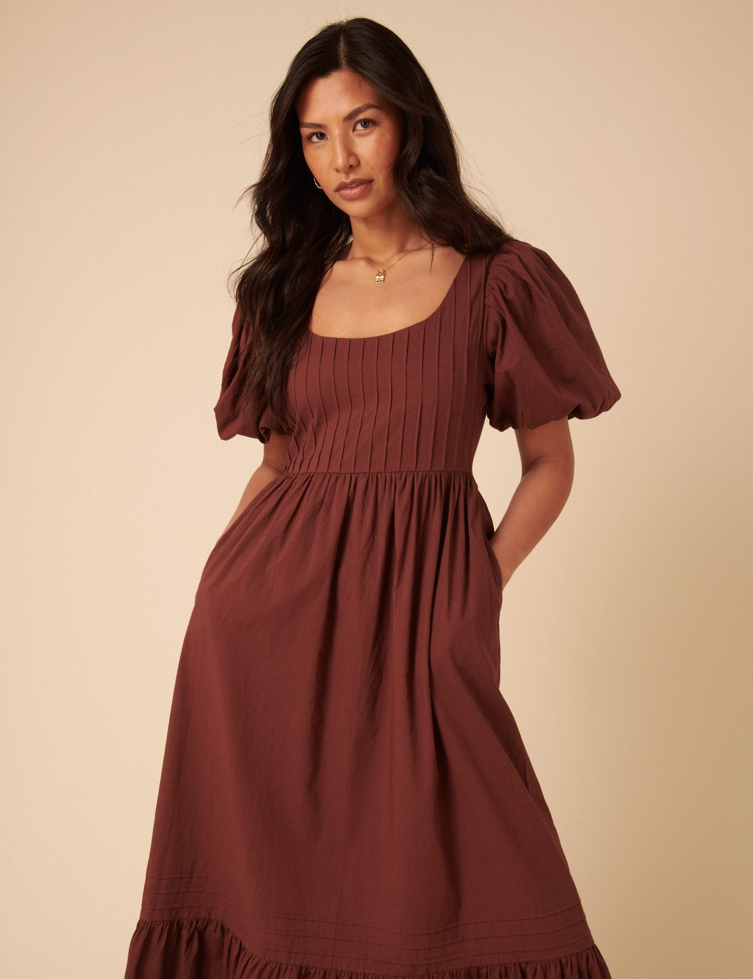 Pure Cotton Scoop Neck Midi Tiered Dress 2 of 5