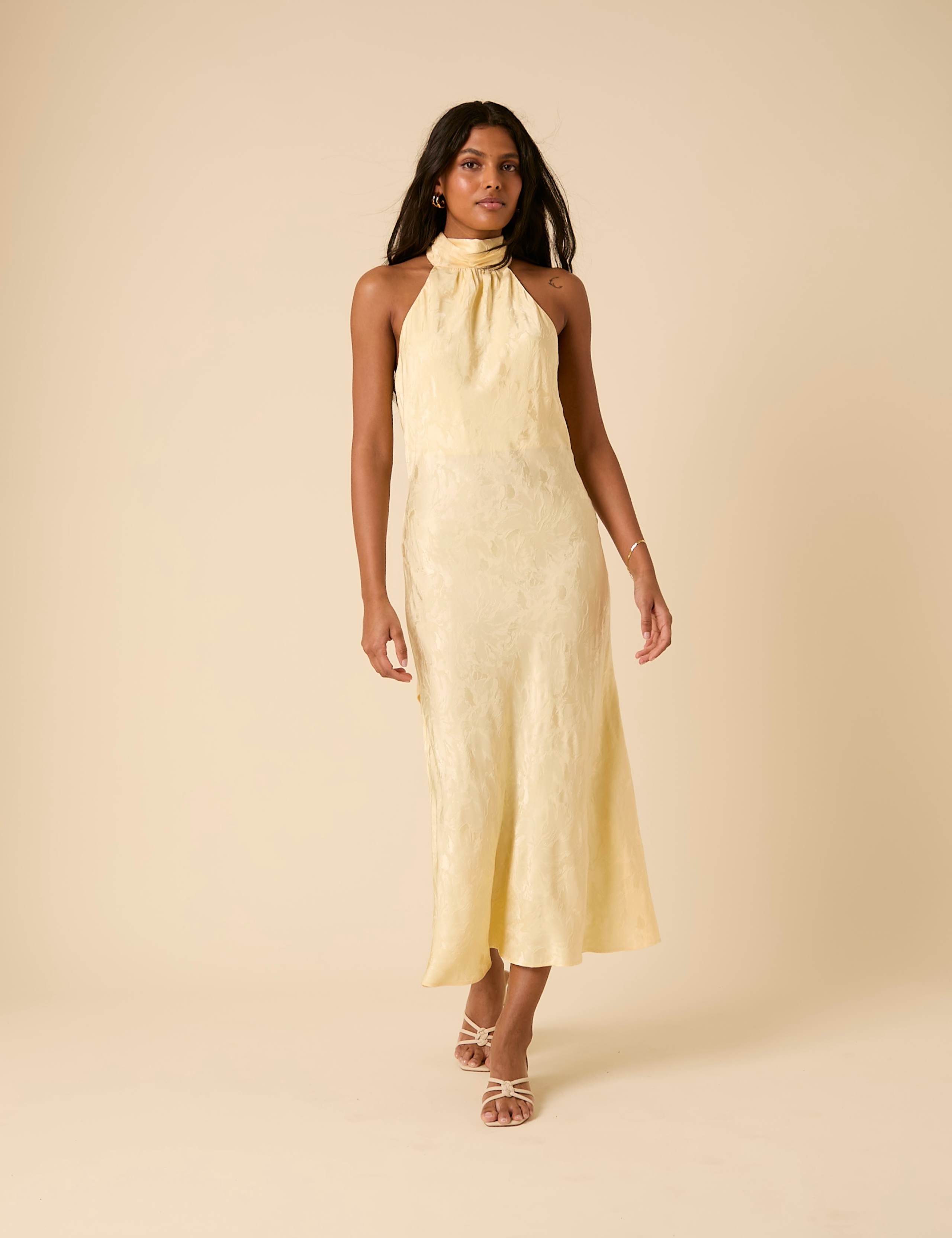 Satin Halter Neck Maxi Slip Dress 2 of 3