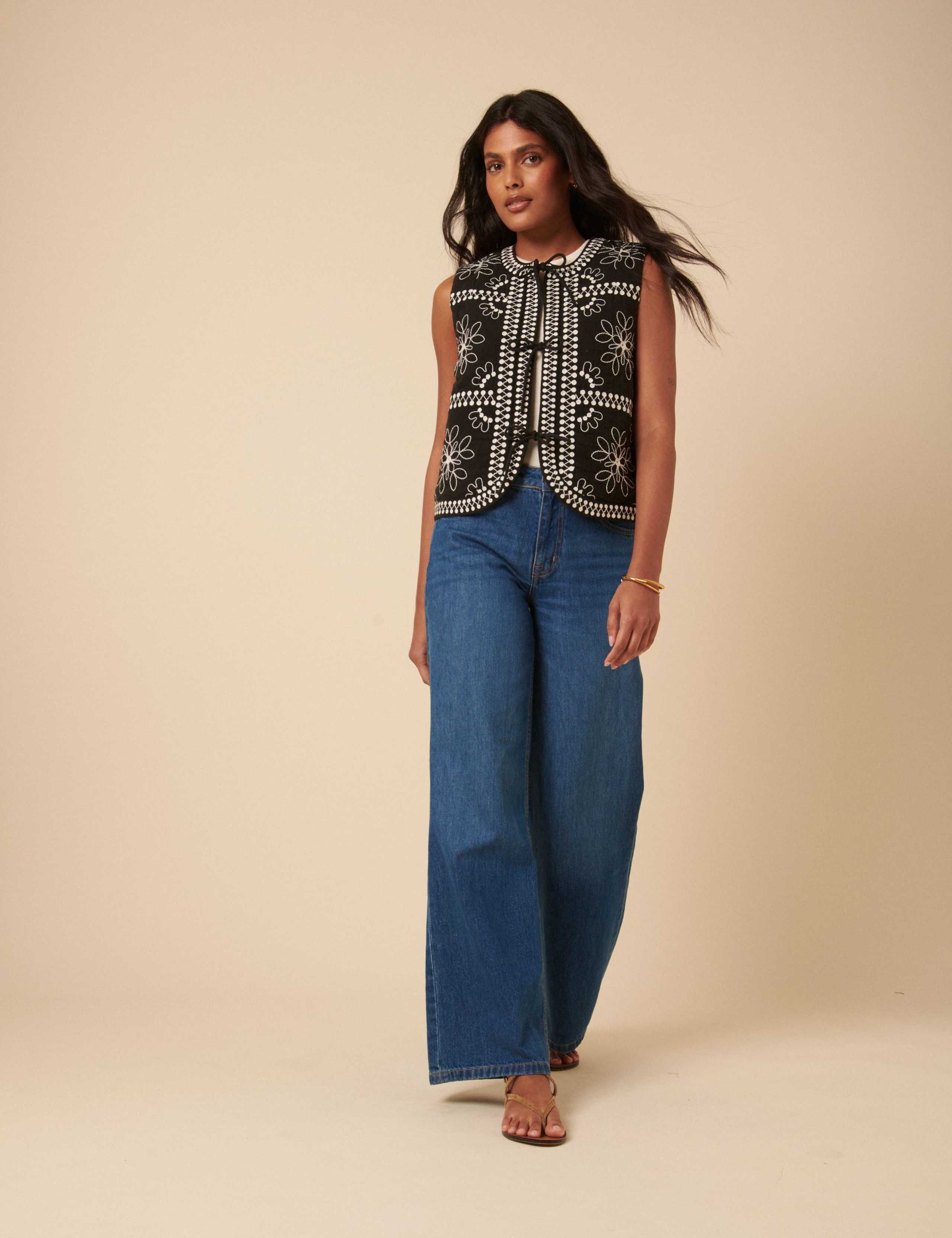 Pure Cotton Floral Embroidered Gilet 5 of 5
