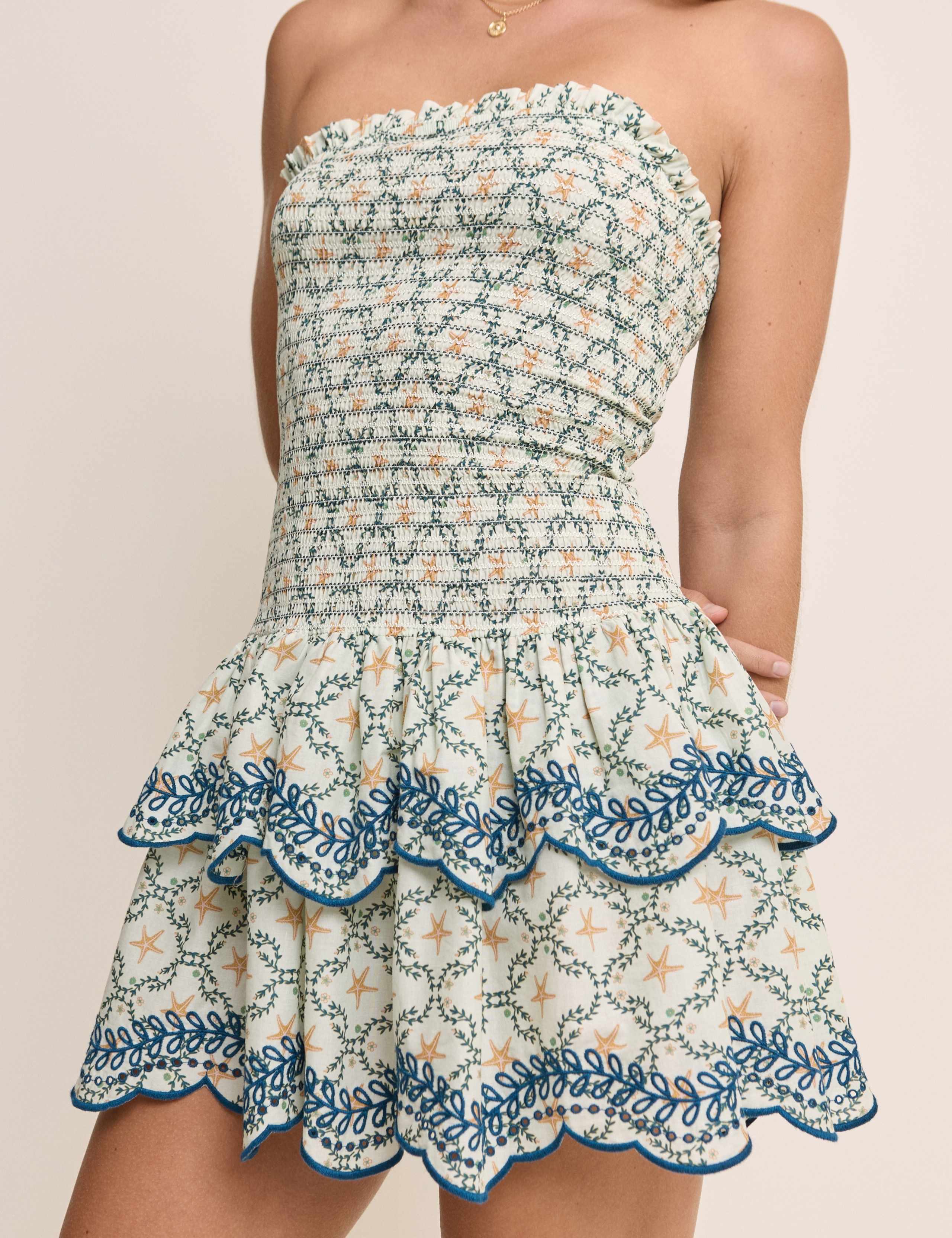 Pure Cotton Embroidered Mini Waisted Dress 4 of 5