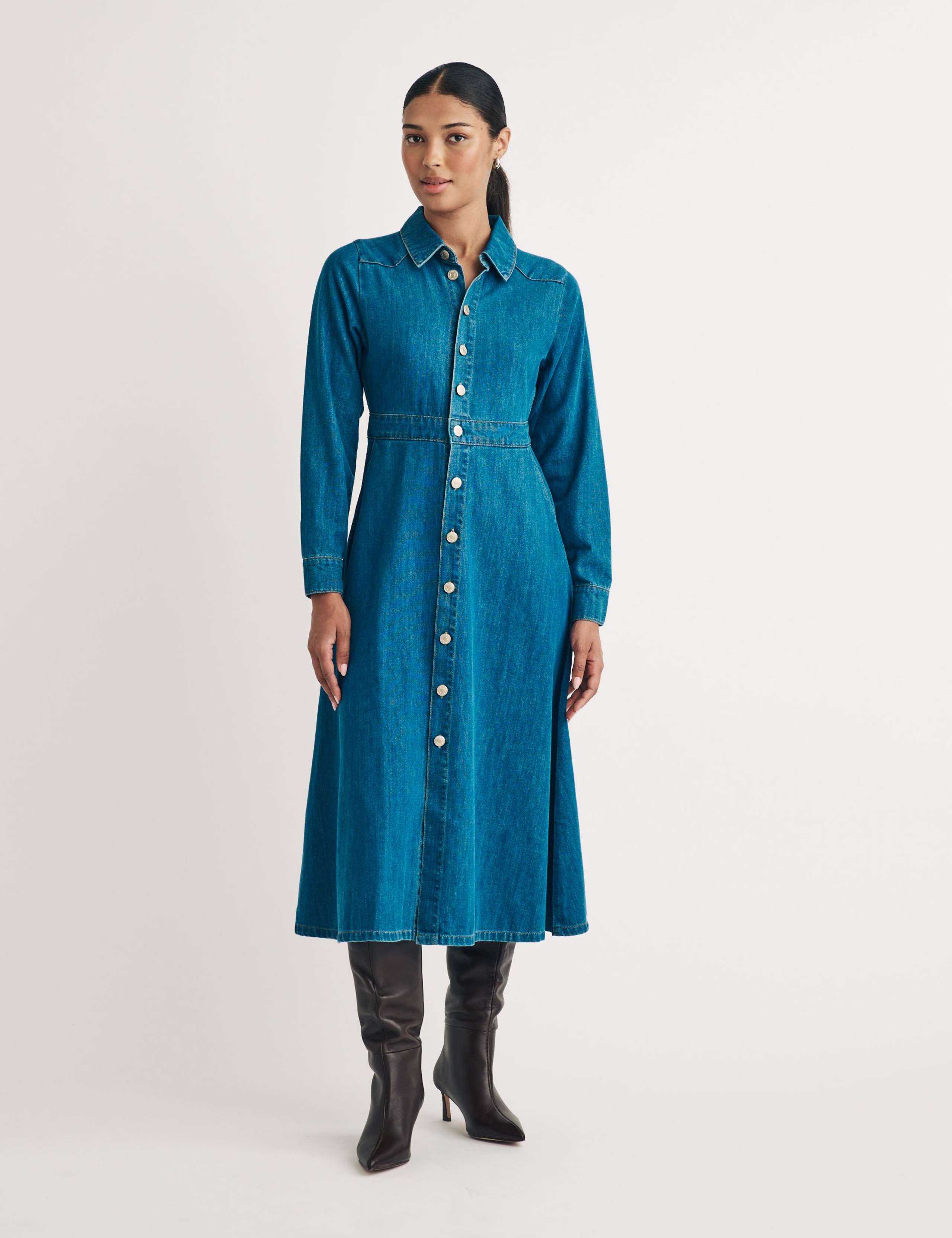 Pure Cotton Button Through Shirt Dress 1 of 5