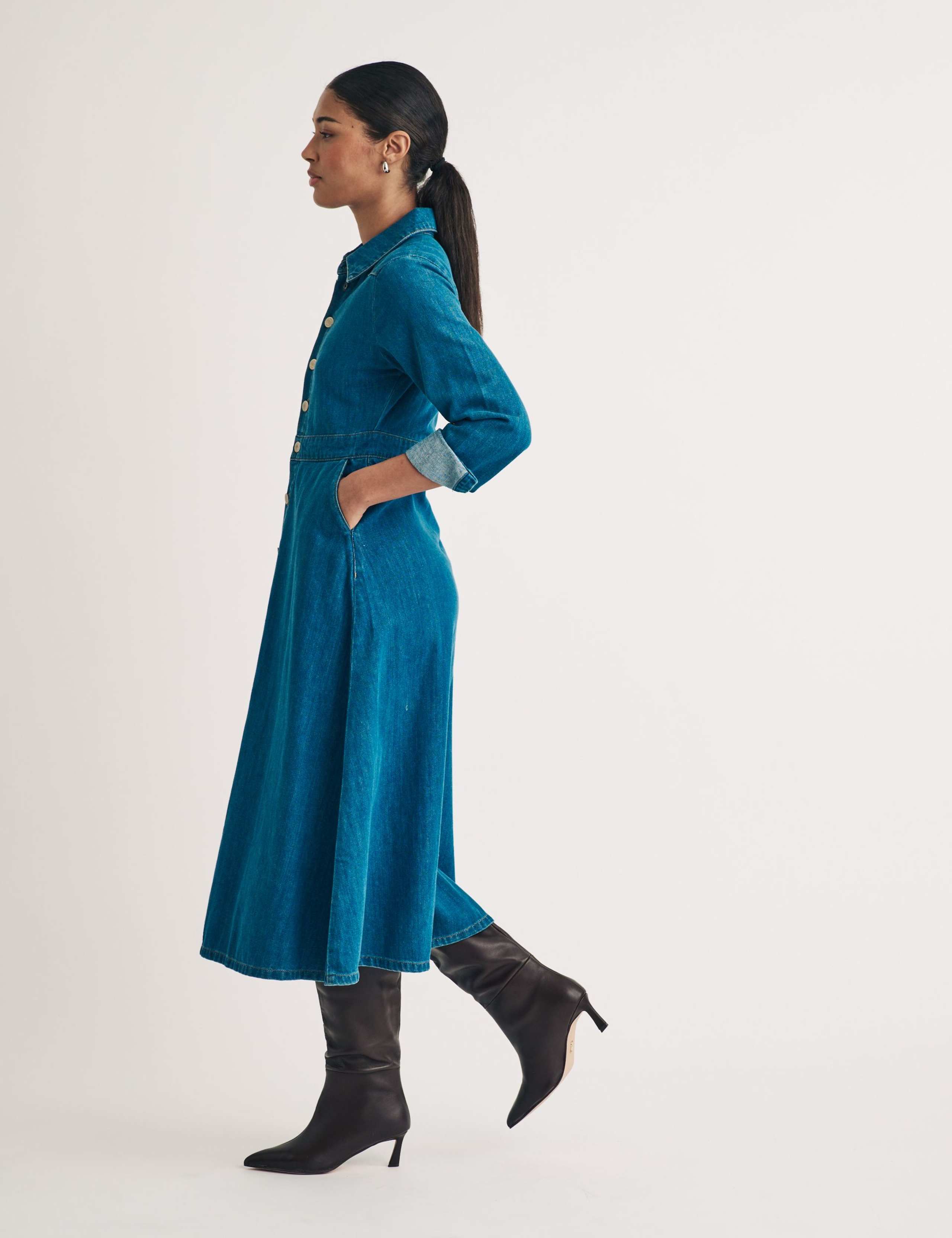 Pure Cotton Button Through Shirt Dress 5 of 5
