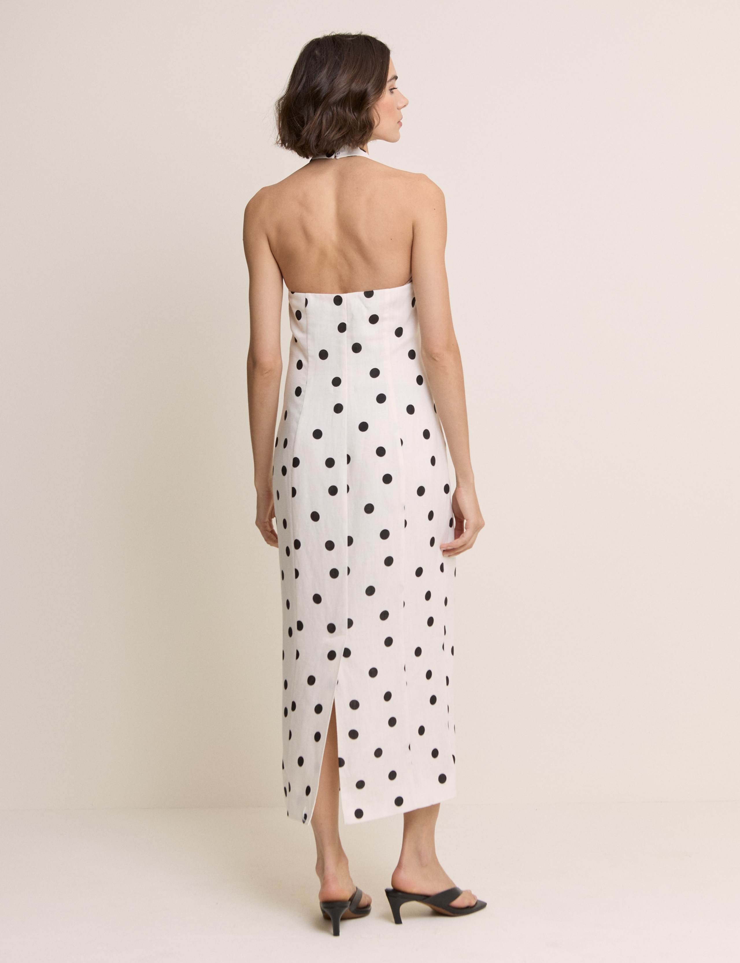 Polka Dot Halter Neck Midi Tailored Dress 2 of 5