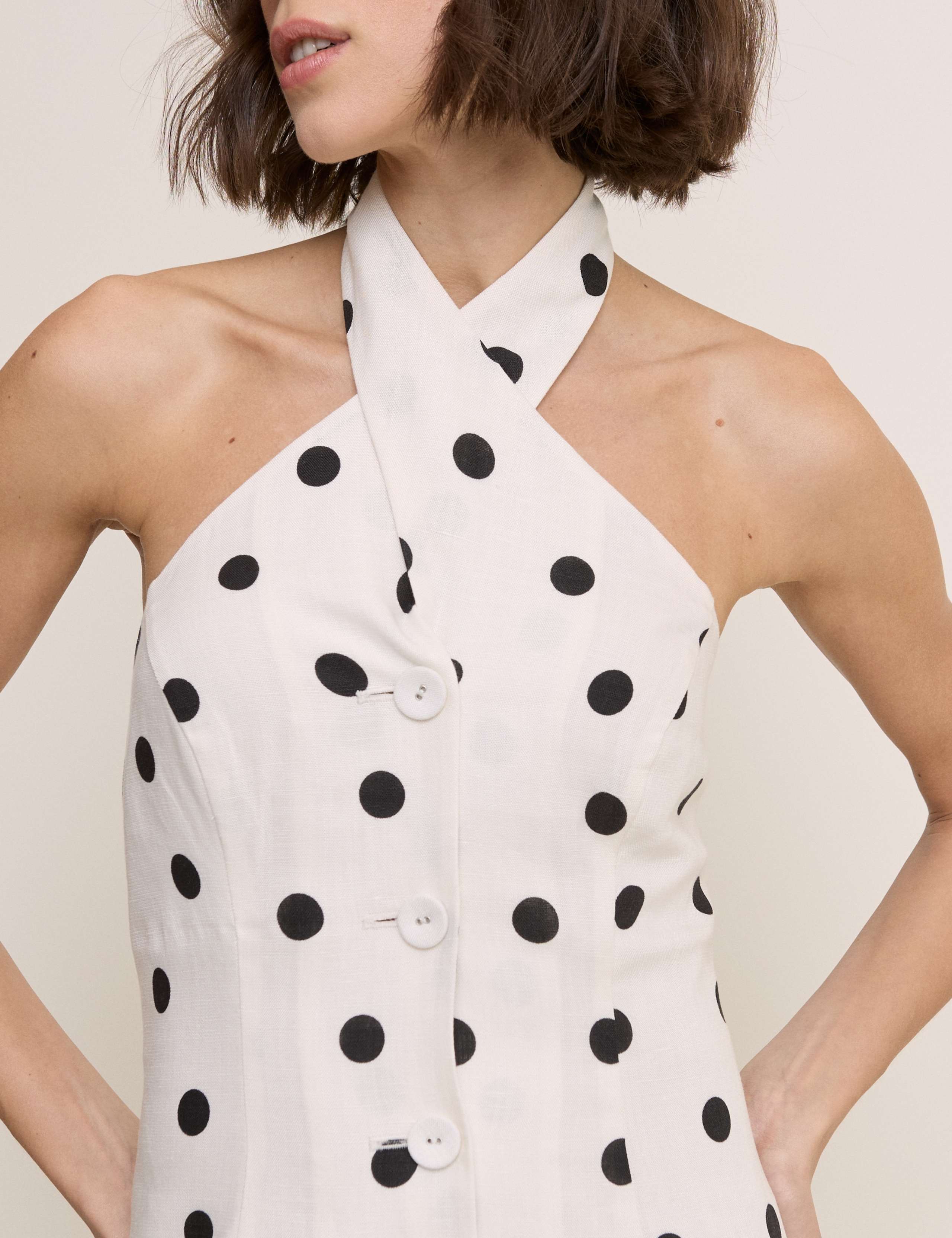 Polka Dot Halter Neck Midi Tailored Dress 4 of 5