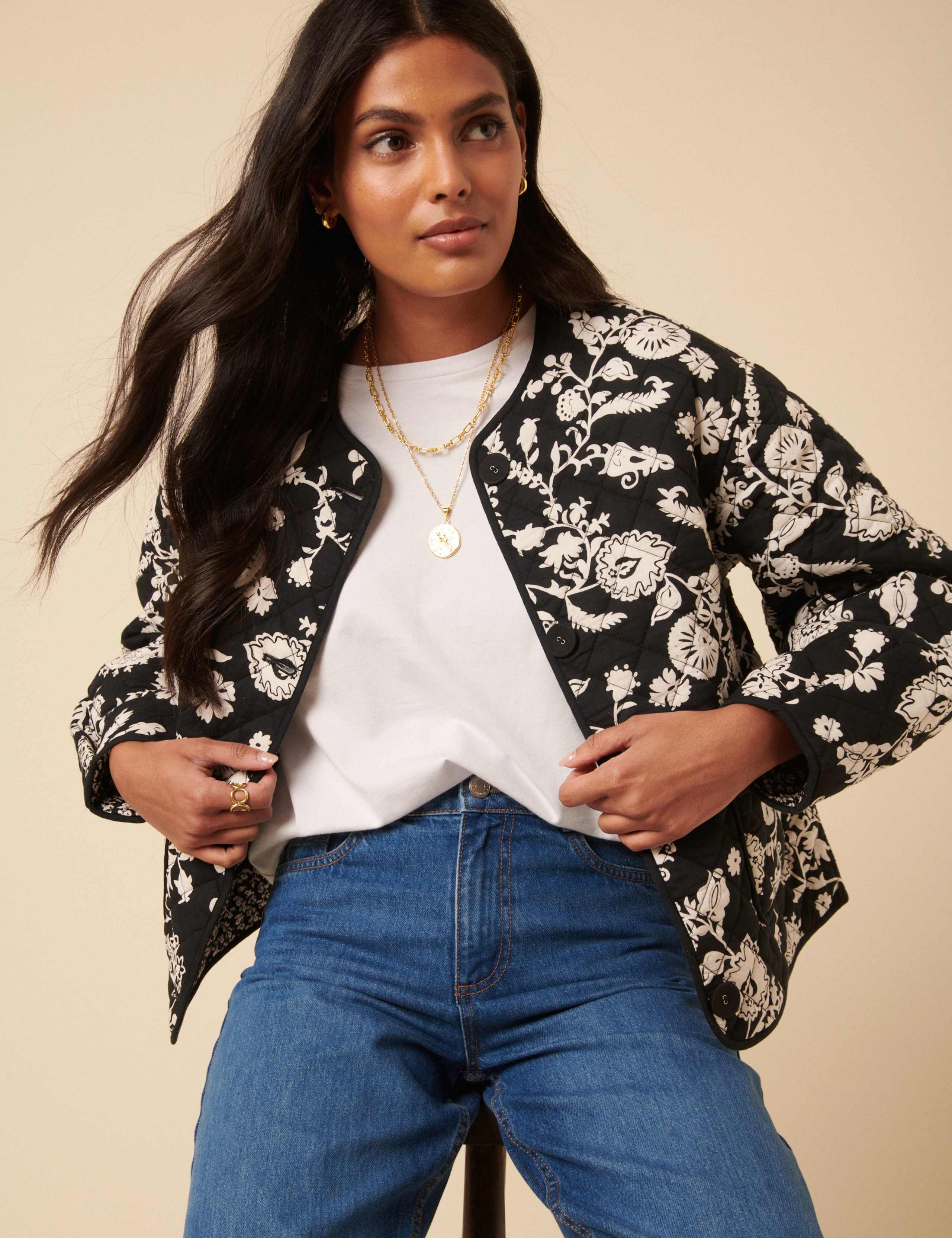 Pure Cotton Floral Quilted Jacket 2 of 5