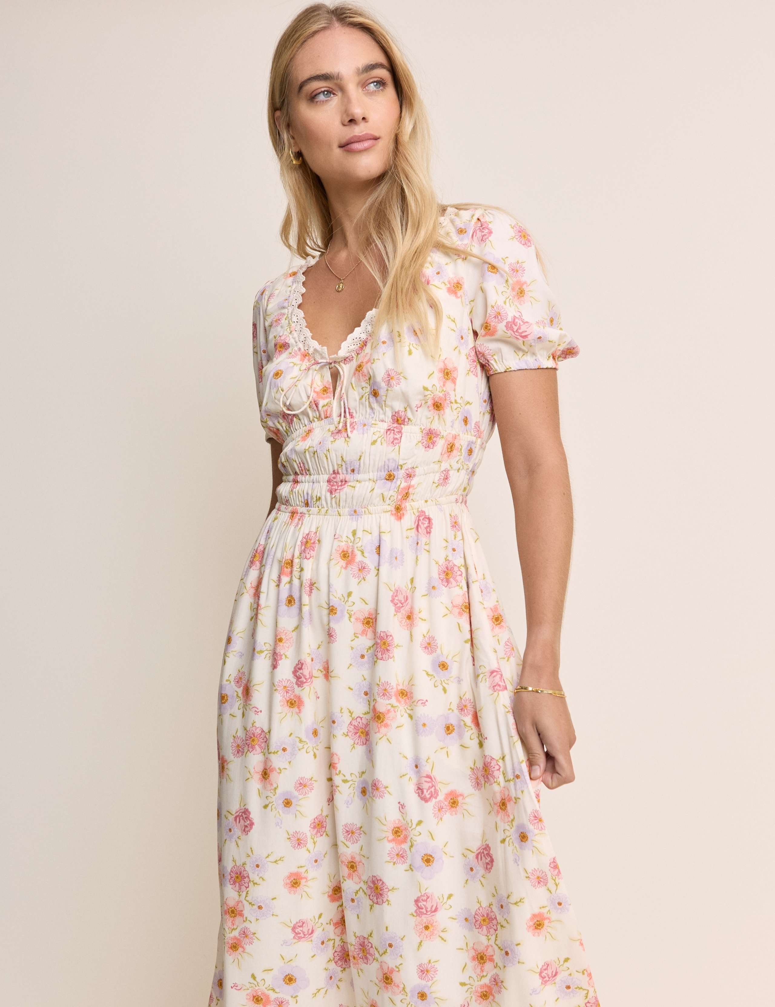 Floral Scoop Neck Midaxi Waisted Dress 2 of 5