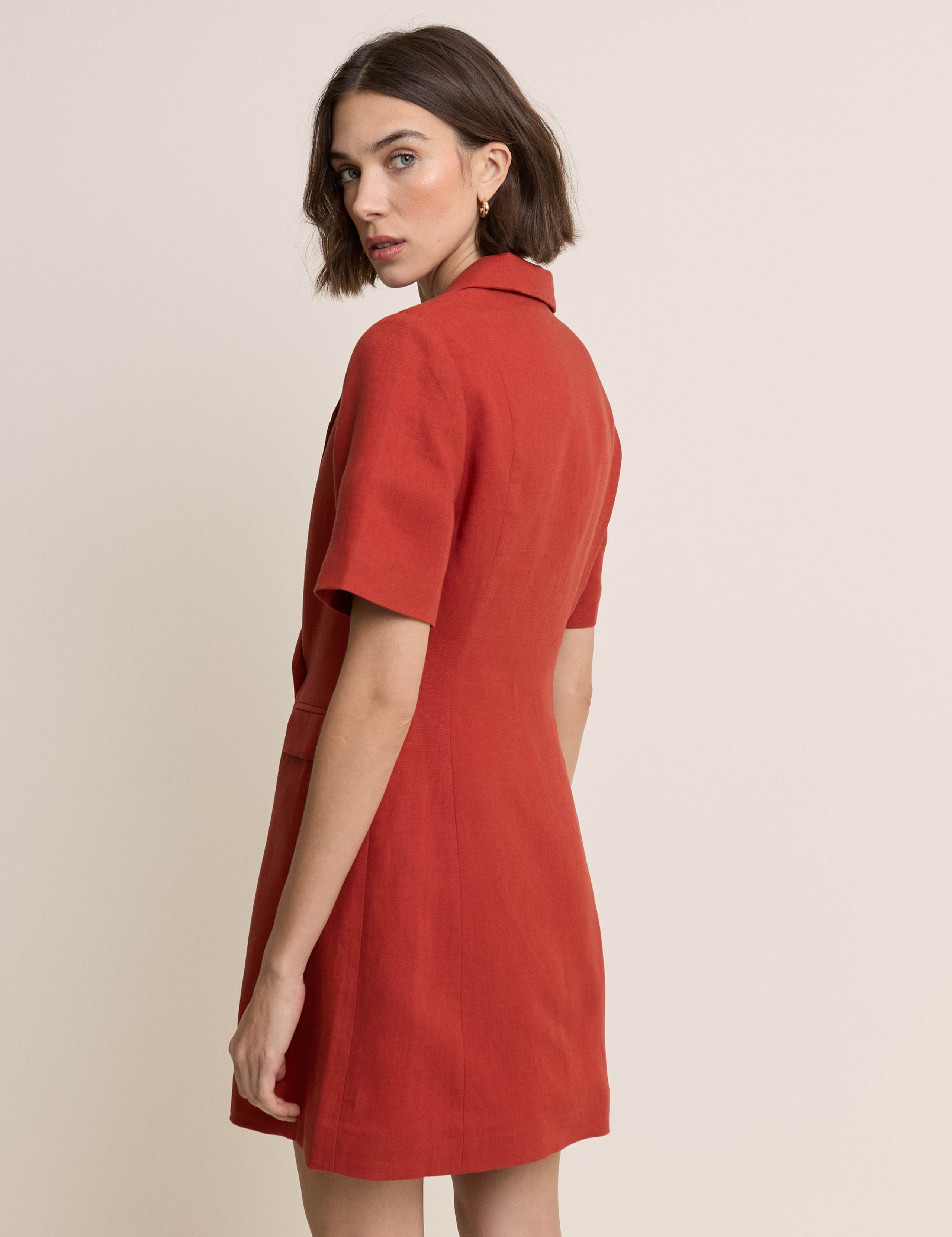 Lyocell Rich Mini Tailored Dress with Linen 3 of 5