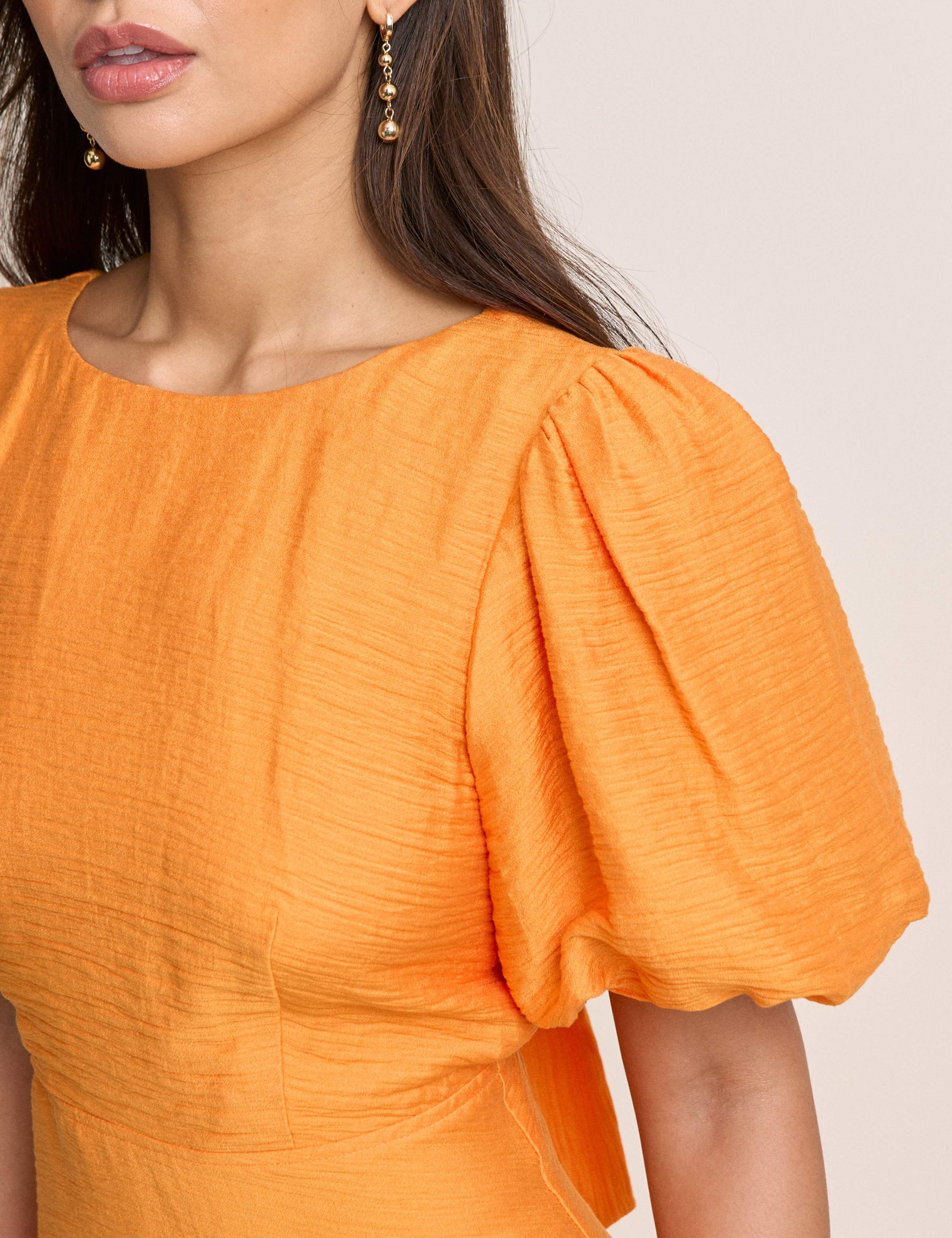 Textured Tie Waist Midi Skater Dress 3 of 5