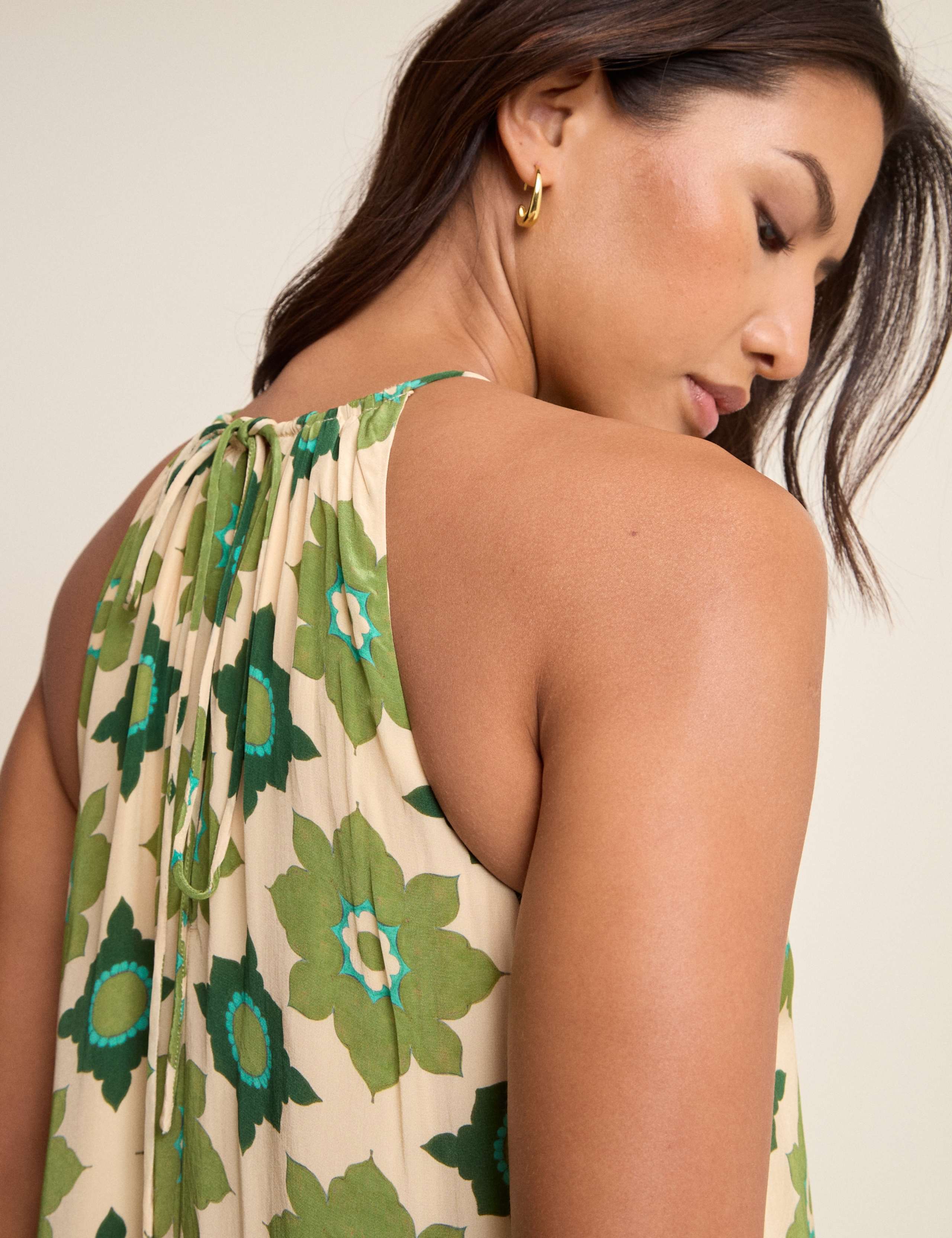 Printed Halter Neck Maxi Smock Dress 4 of 5