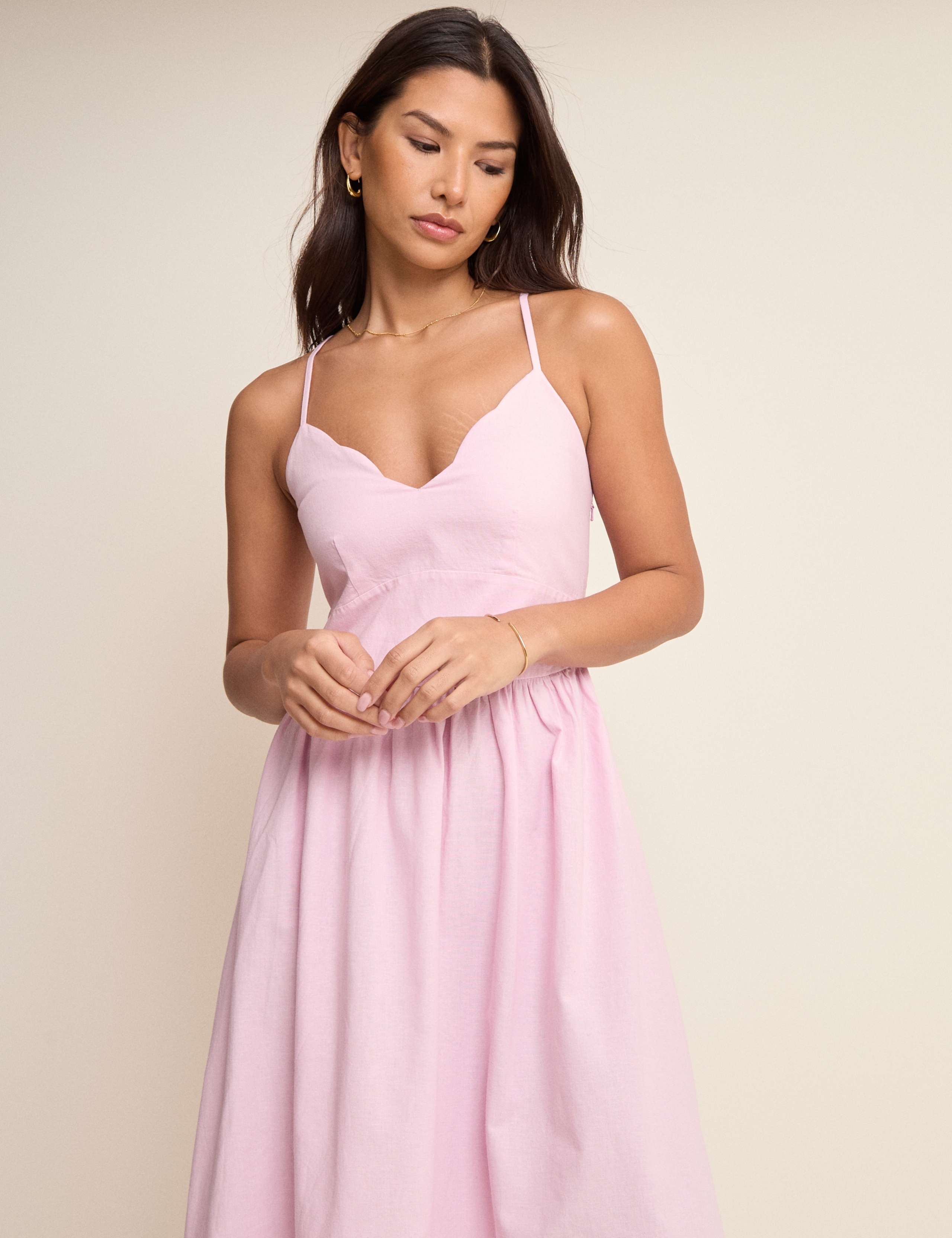 Cotton Rich Shirred Midi Skater Dress 4 of 5