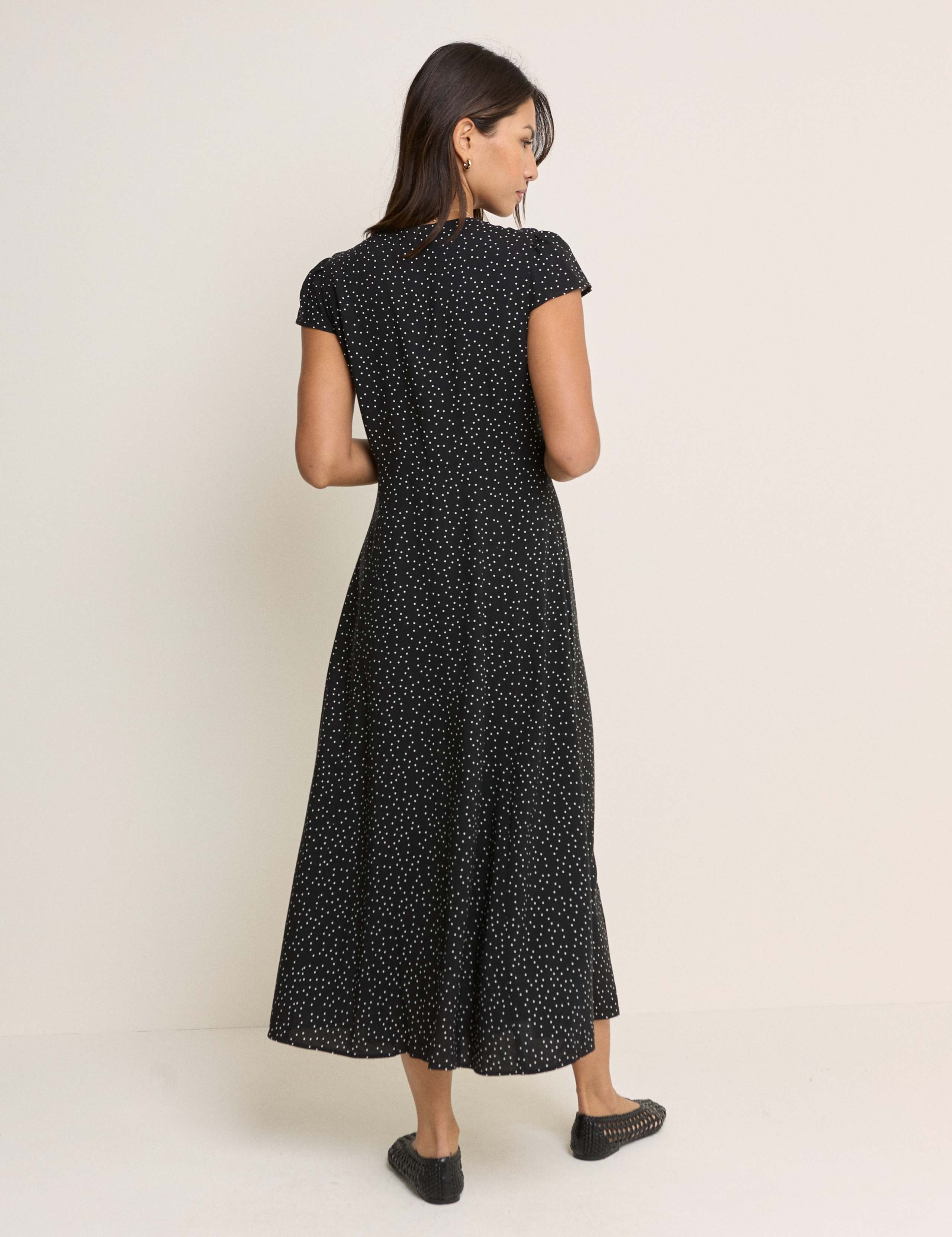 Polka Dot V-Neck Midi Tea Dress 3 of 5