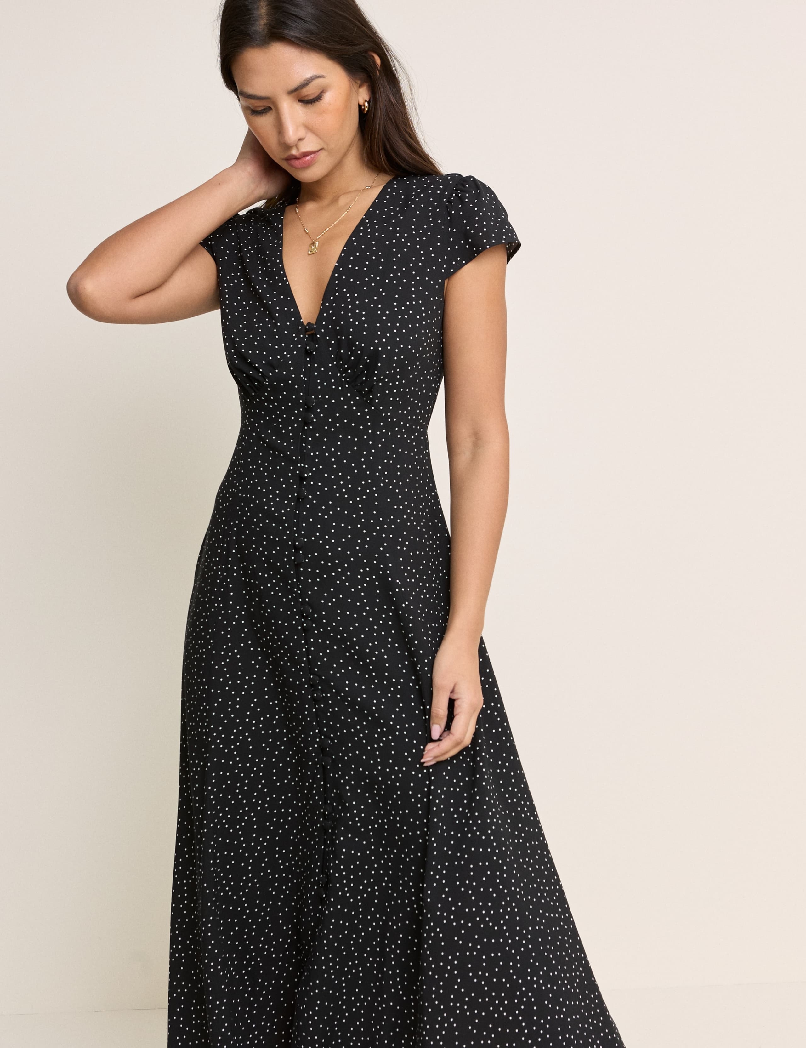 Polka Dot V-Neck Midi Tea Dress 5 of 5