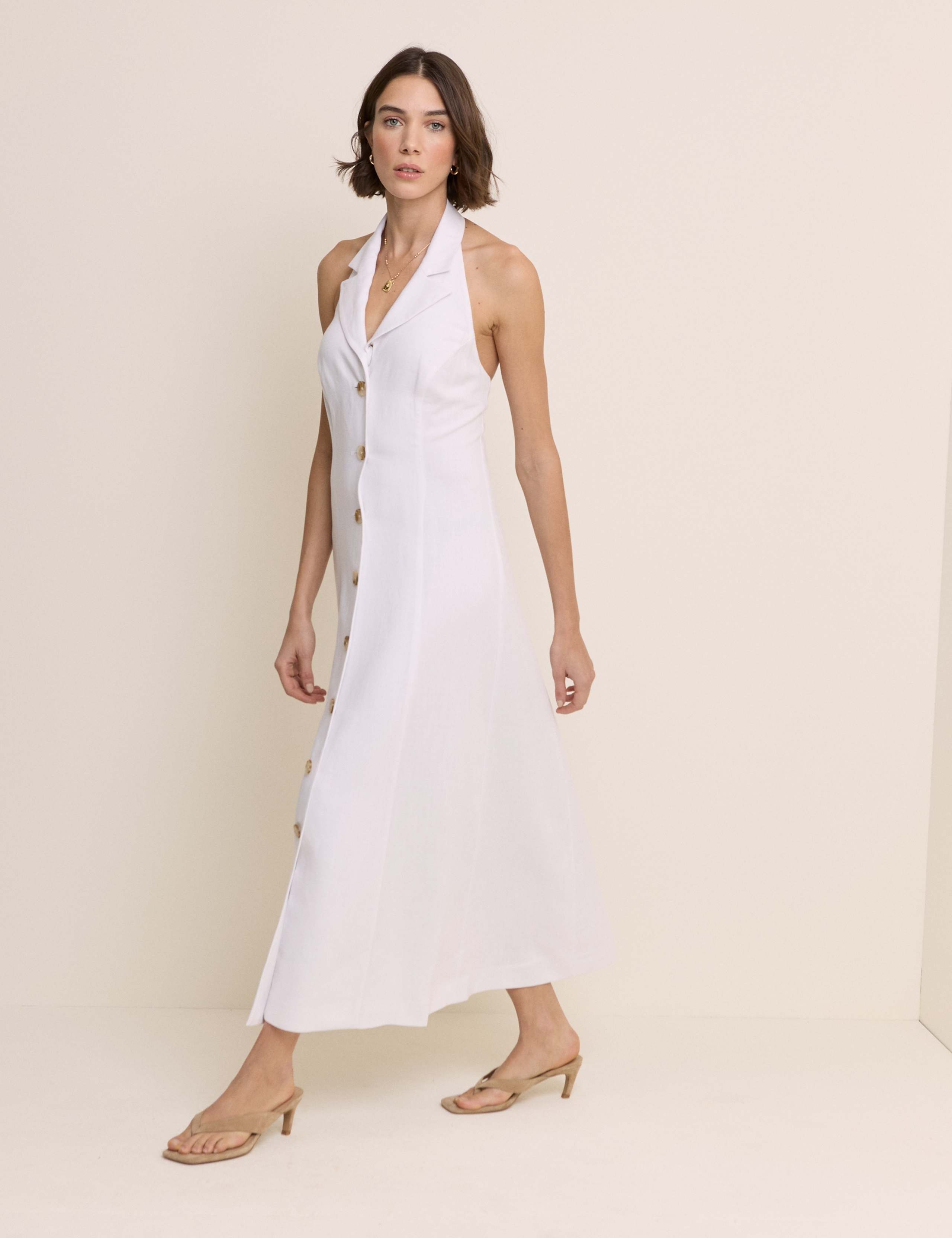 Lyocell Rich Halter Neck Midi Tailored Dress 1 of 5