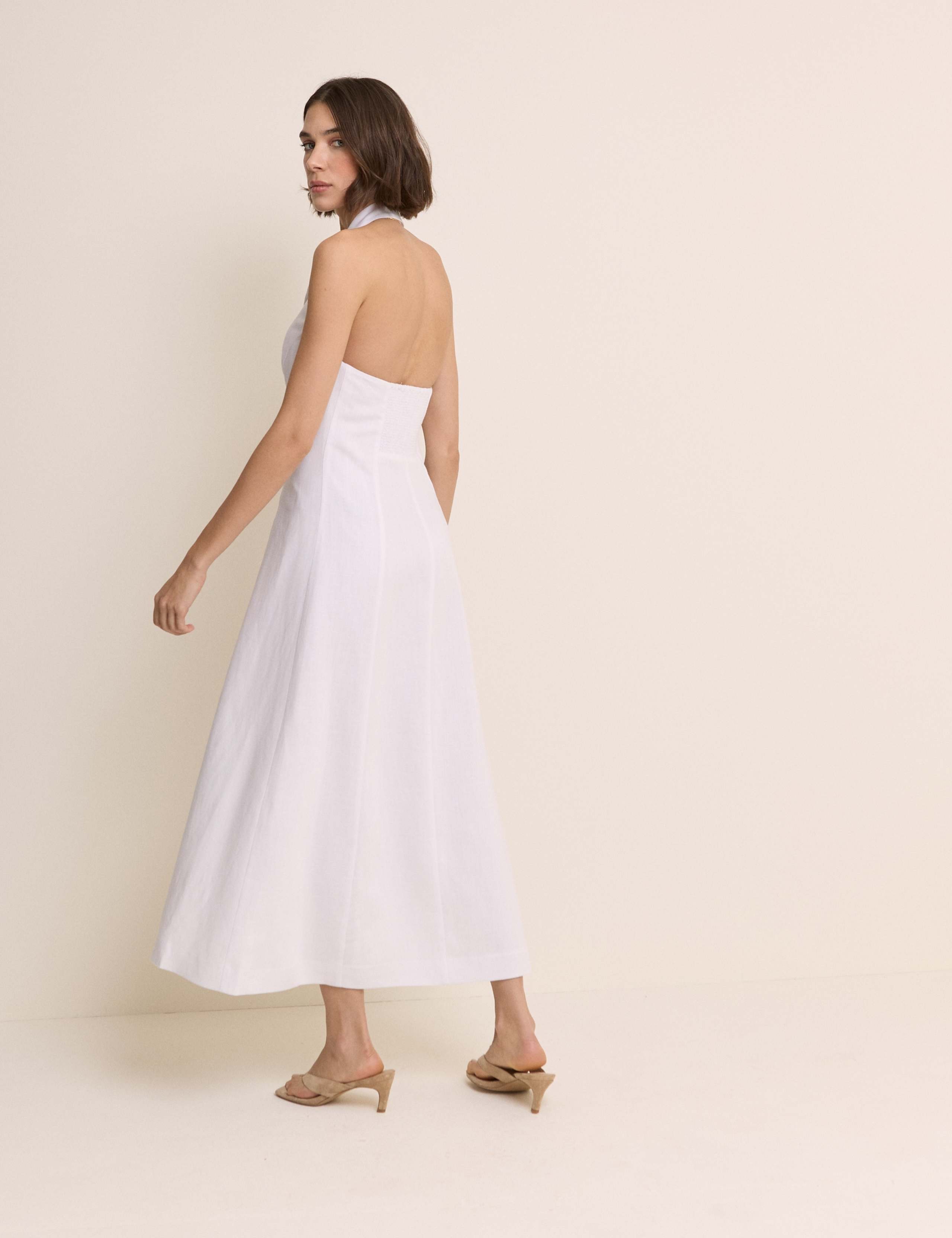 Lyocell Rich Halter Neck Midi Tailored Dress 3 of 5