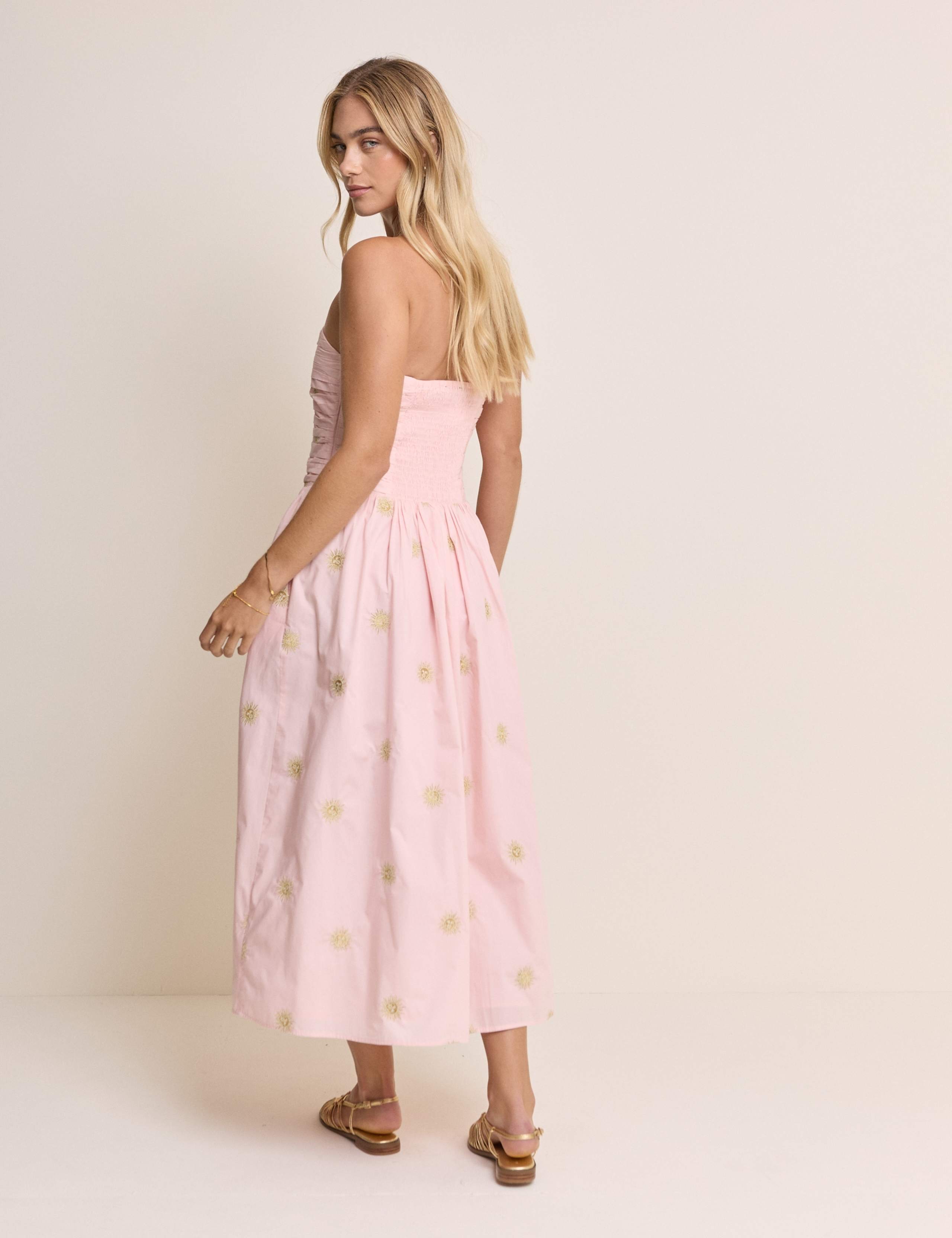 Pure Cotton Embroidered Midi Waisted Dress 5 of 5