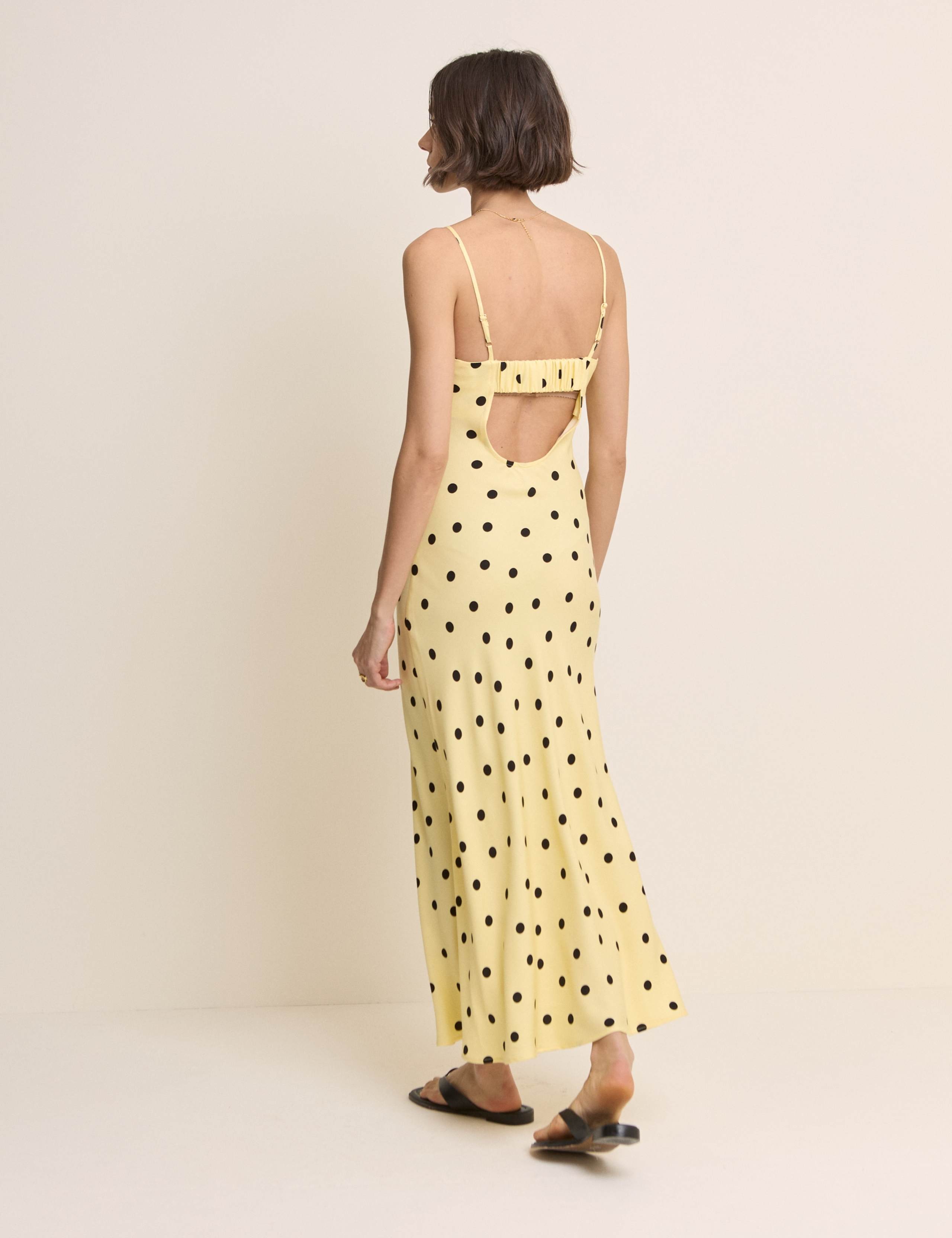 Polka Dot Square Neck Maxi Slip Dress 2 of 5