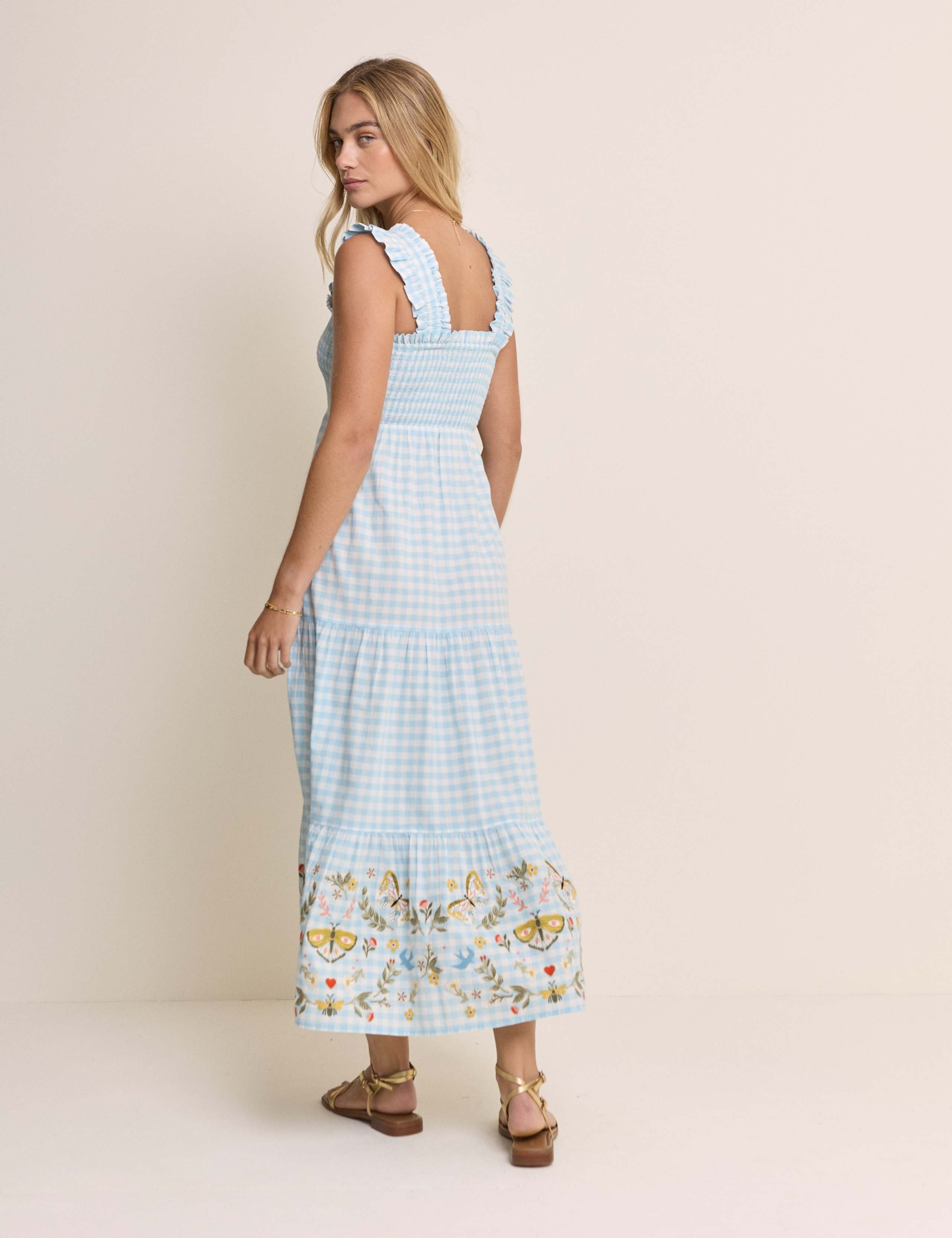 Pure Cotton Gingham Midaxi Tiered Dress 4 of 5