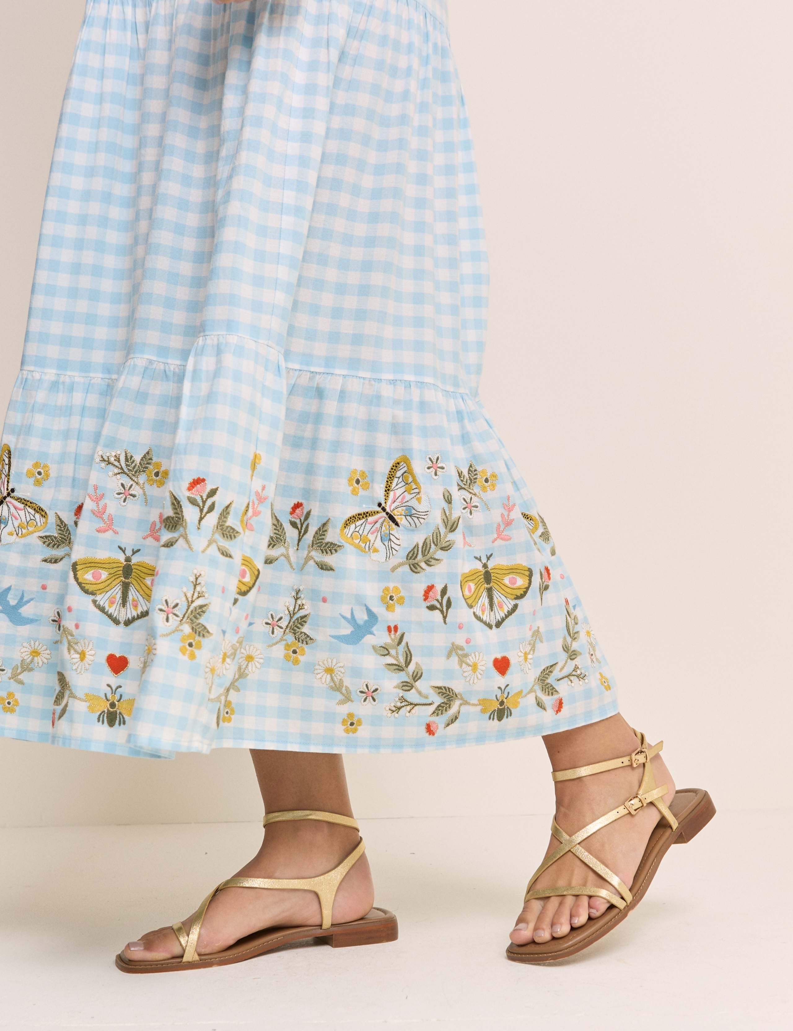 Pure Cotton Gingham Midaxi Tiered Dress 5 of 5