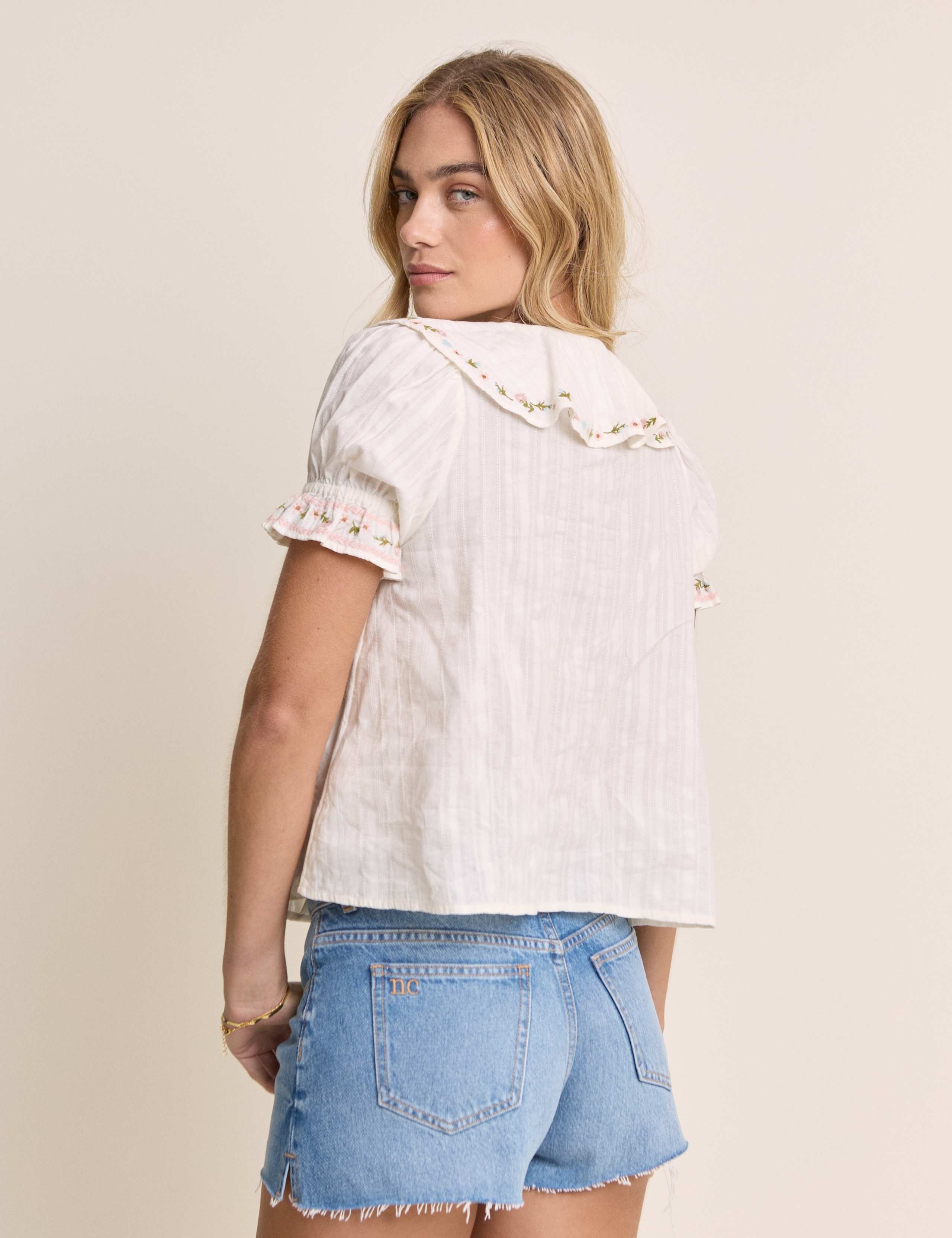 Pure Cotton Embroidered V-Neck Blouse 2 of 5