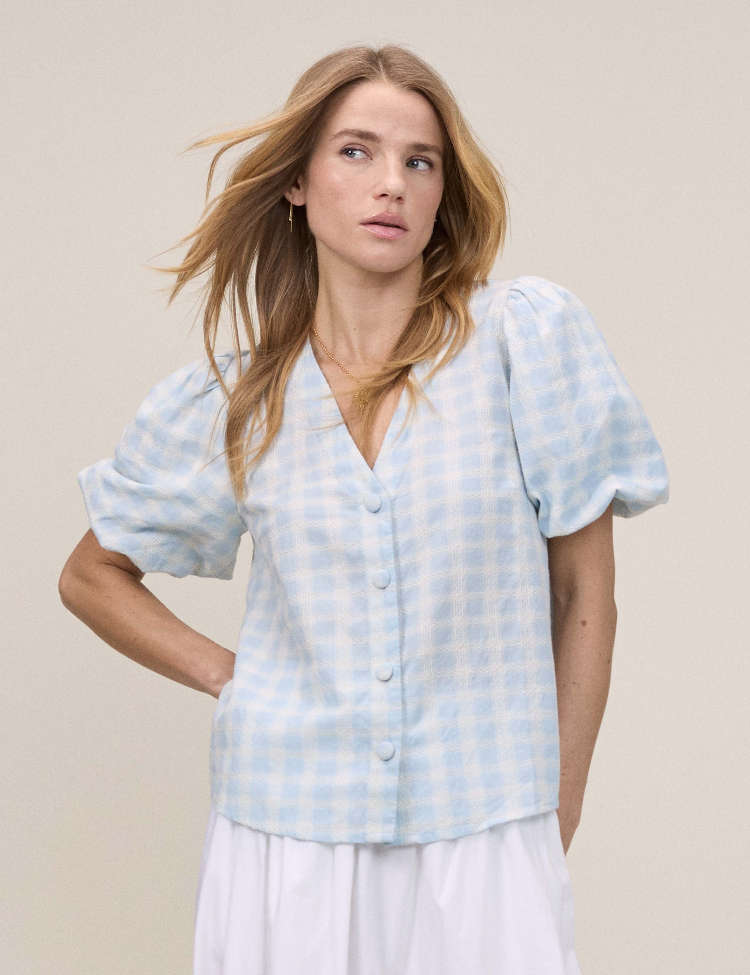 Pure Cotton Gingham Blouse 1 of 5