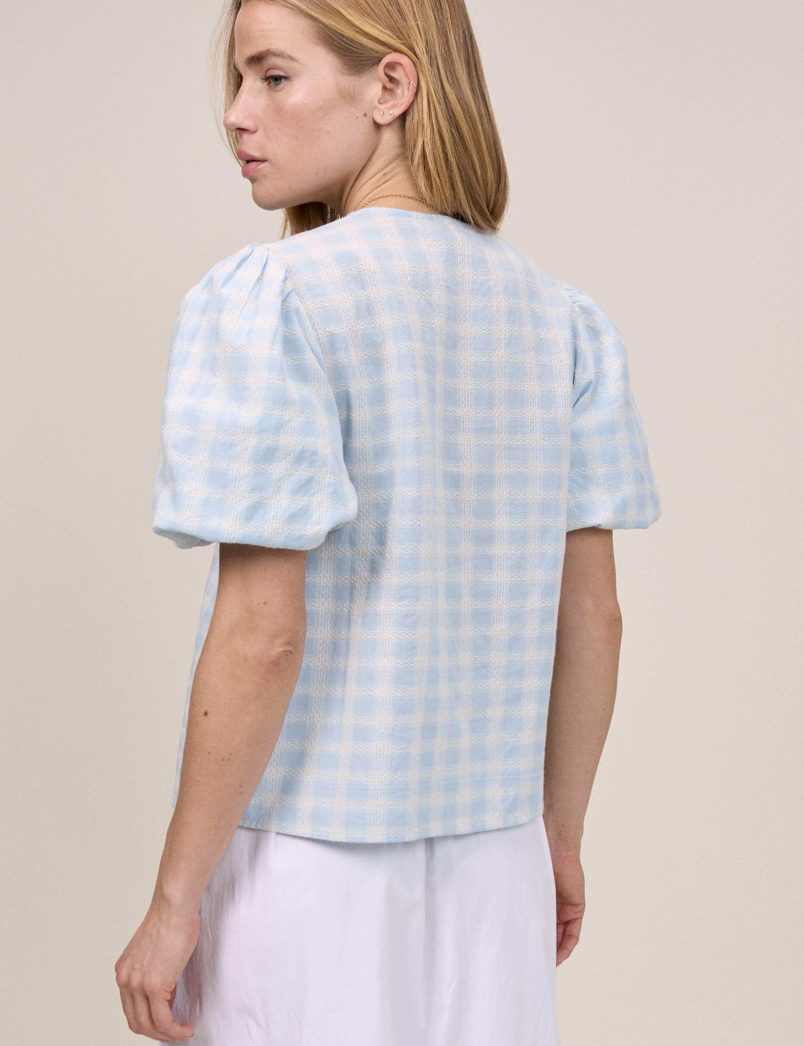 Pure Cotton Gingham Blouse 2 of 5