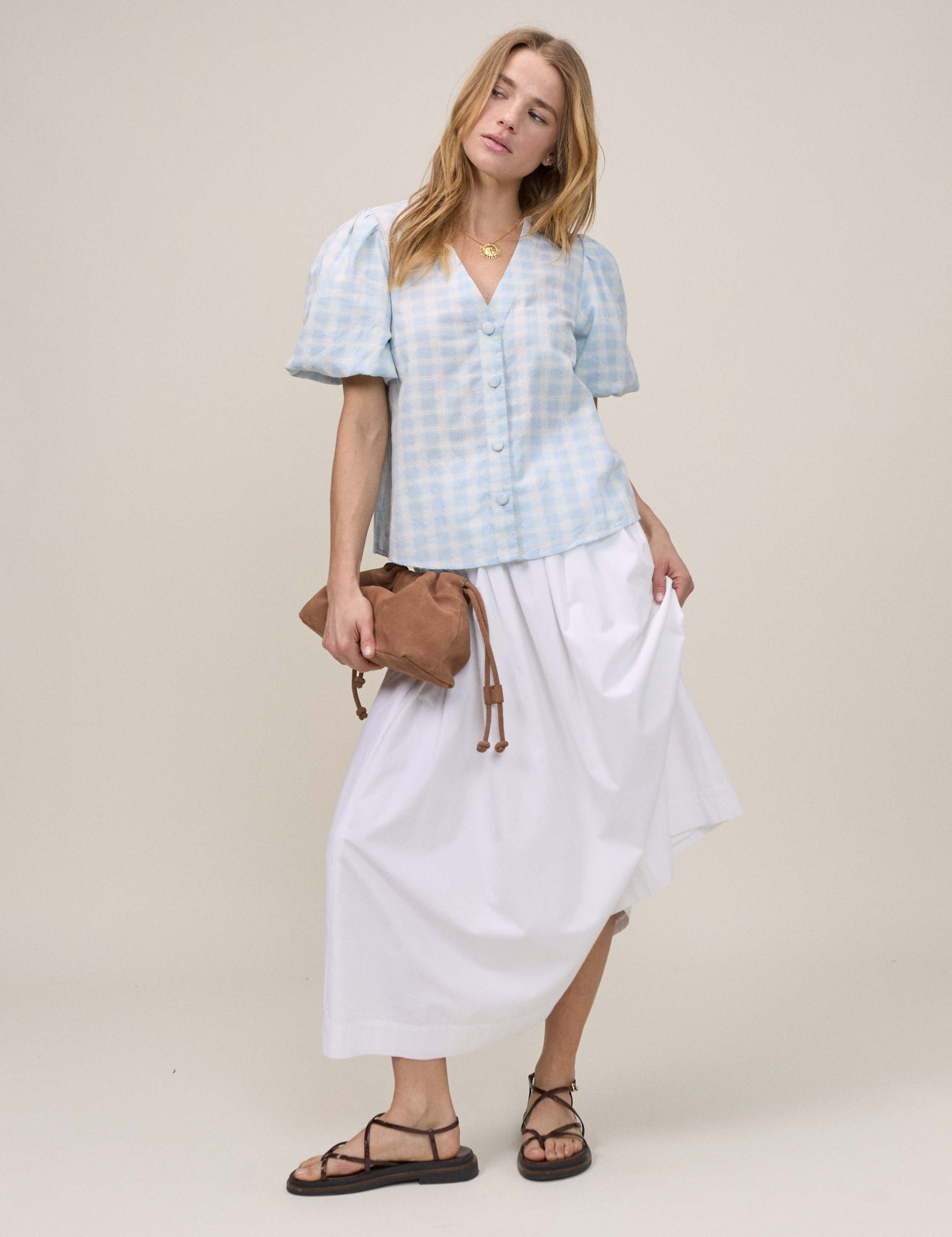 Pure Cotton Gingham Blouse 3 of 5