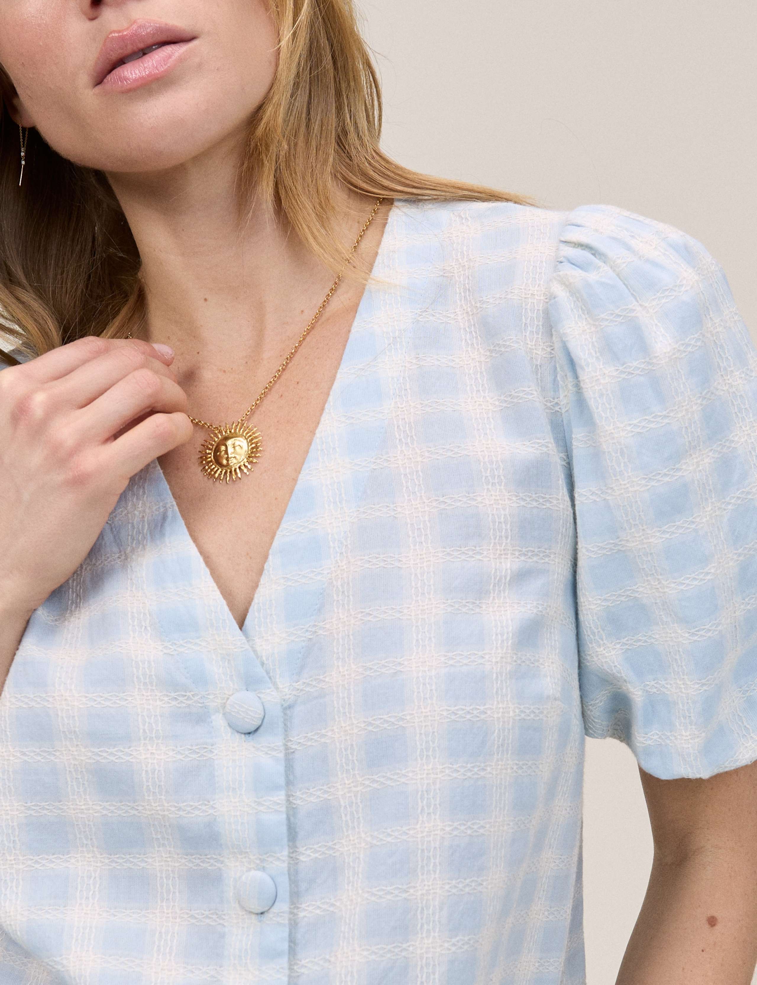 Pure Cotton Gingham Blouse 4 of 5