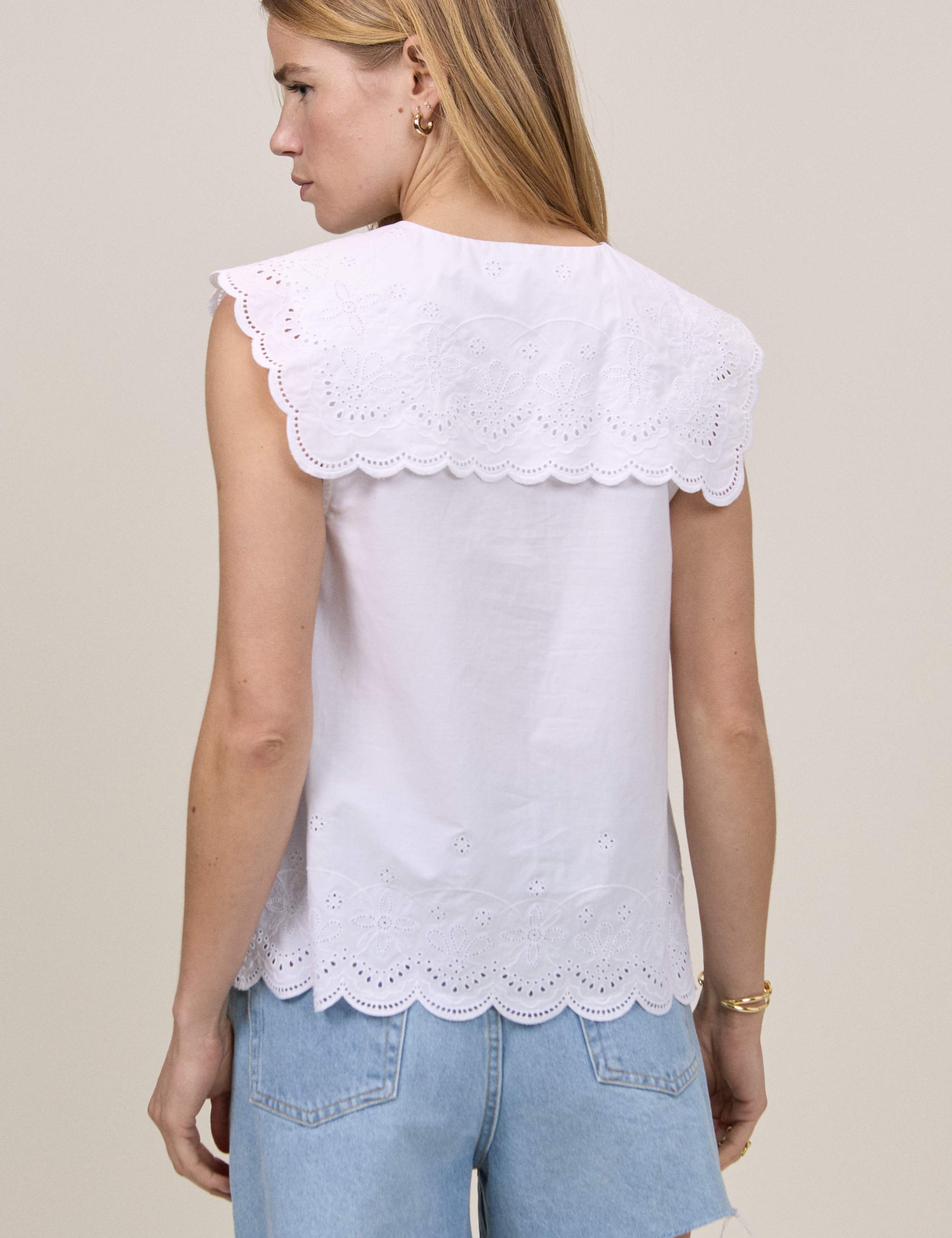 Pure Cotton Collared Sleeveless Blouse 2 of 5