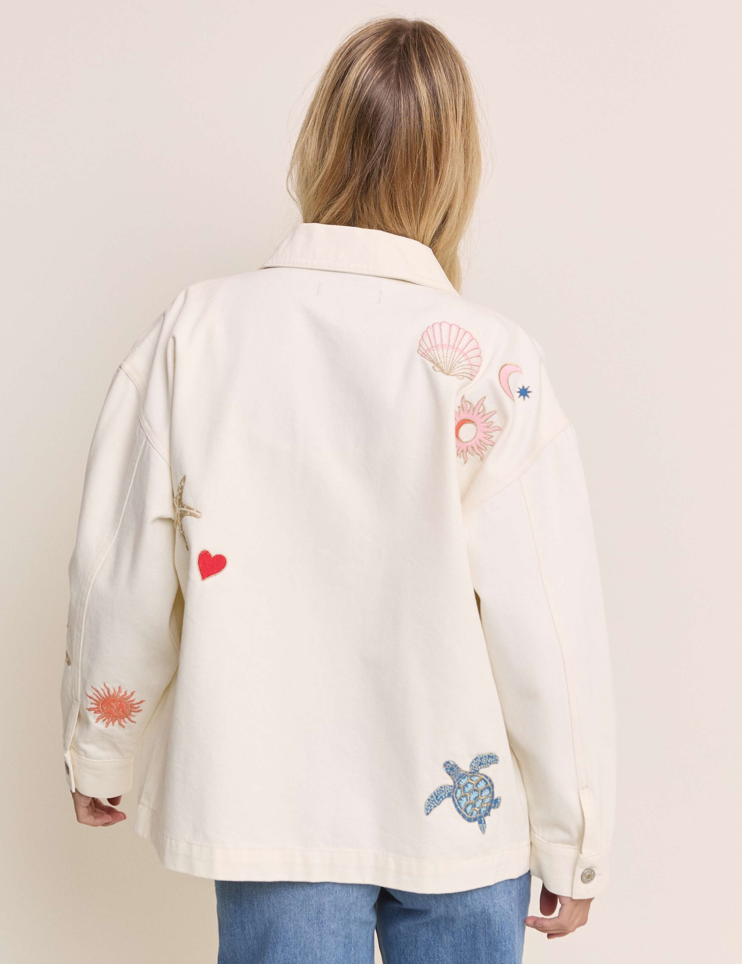 Denim Embroidered Shacket 2 of 5