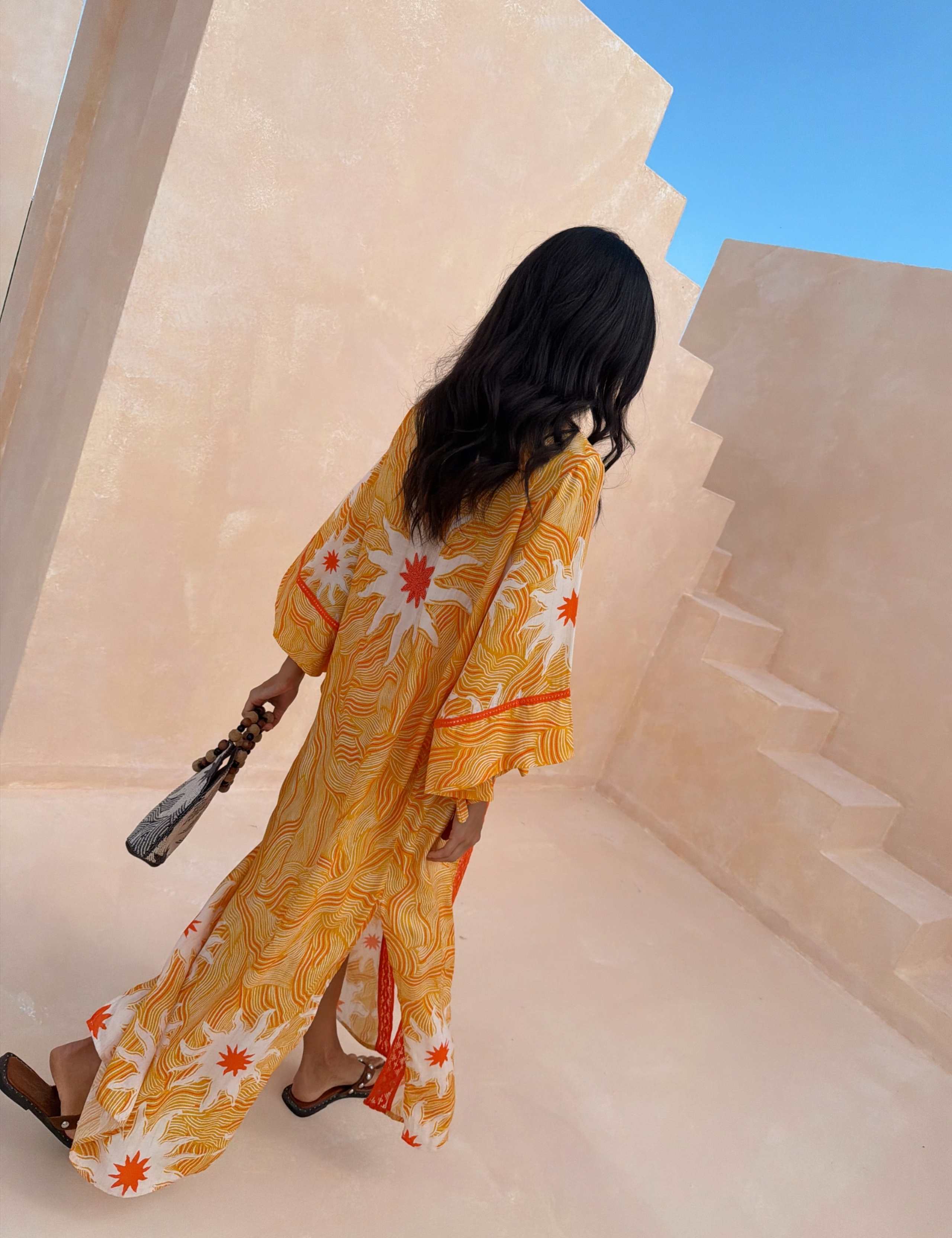 Printed Beaded Tie Front Kimono 2 of 4