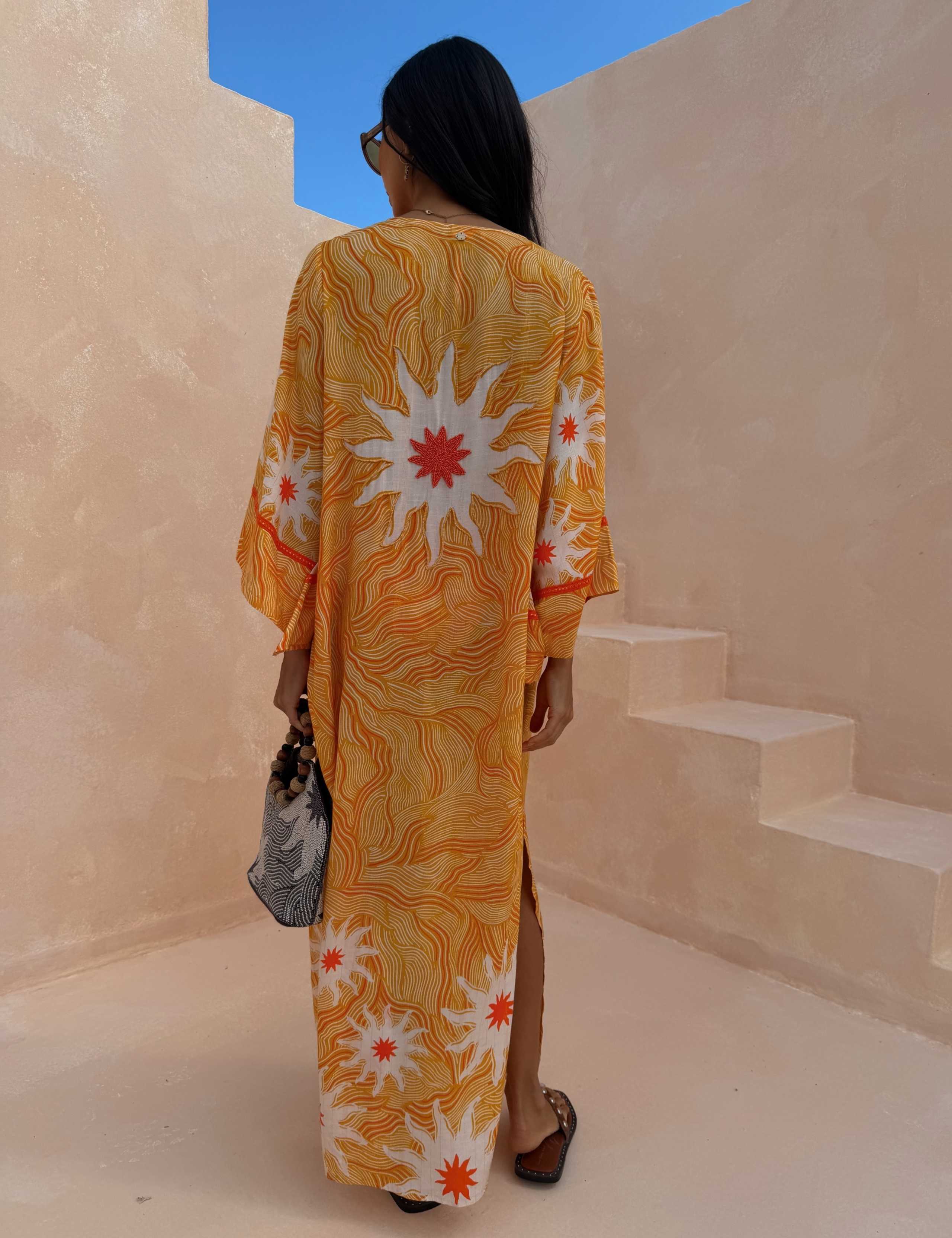 Printed Beaded Tie Front Kimono 3 of 4