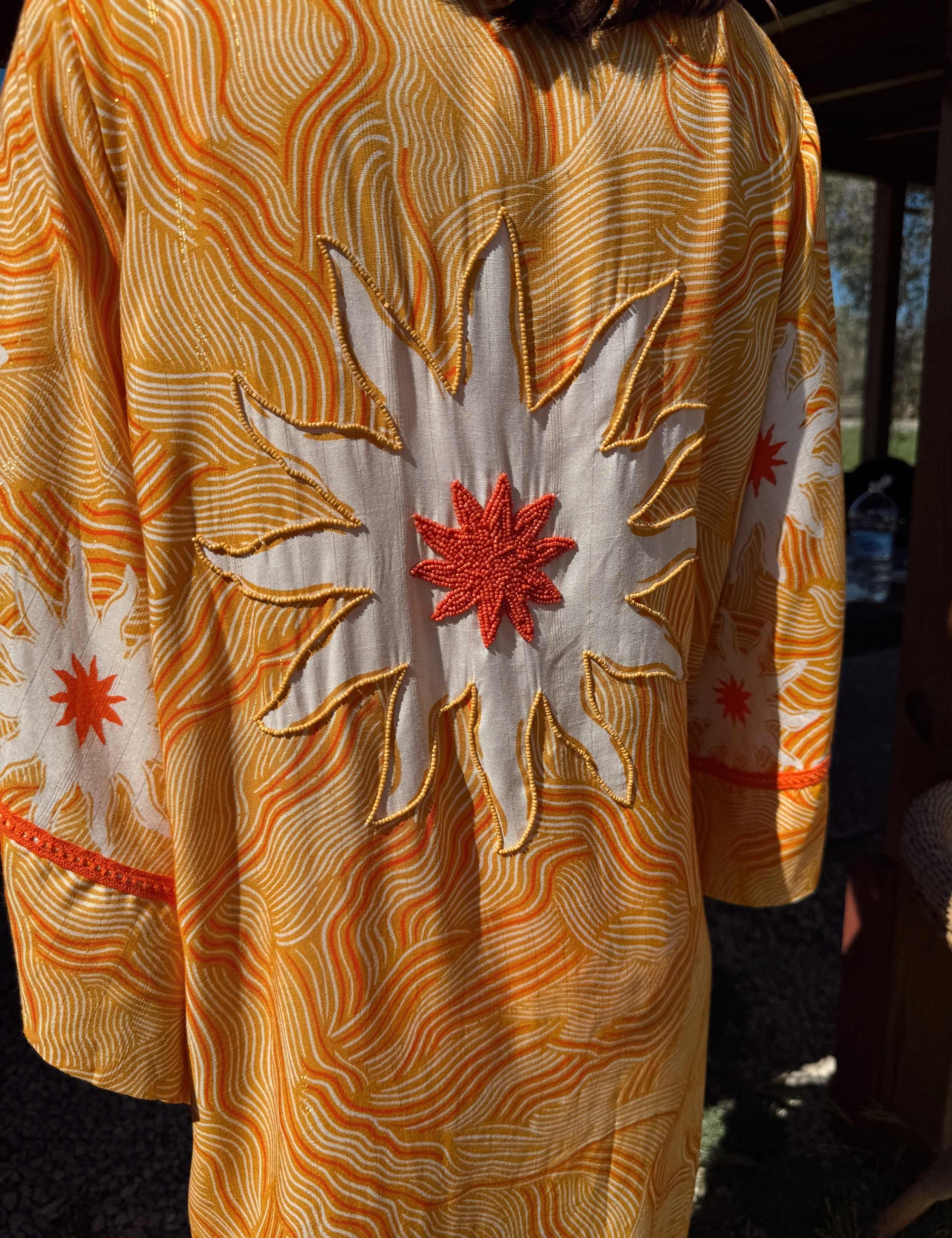 Printed Beaded Tie Front Kimono 4 of 4