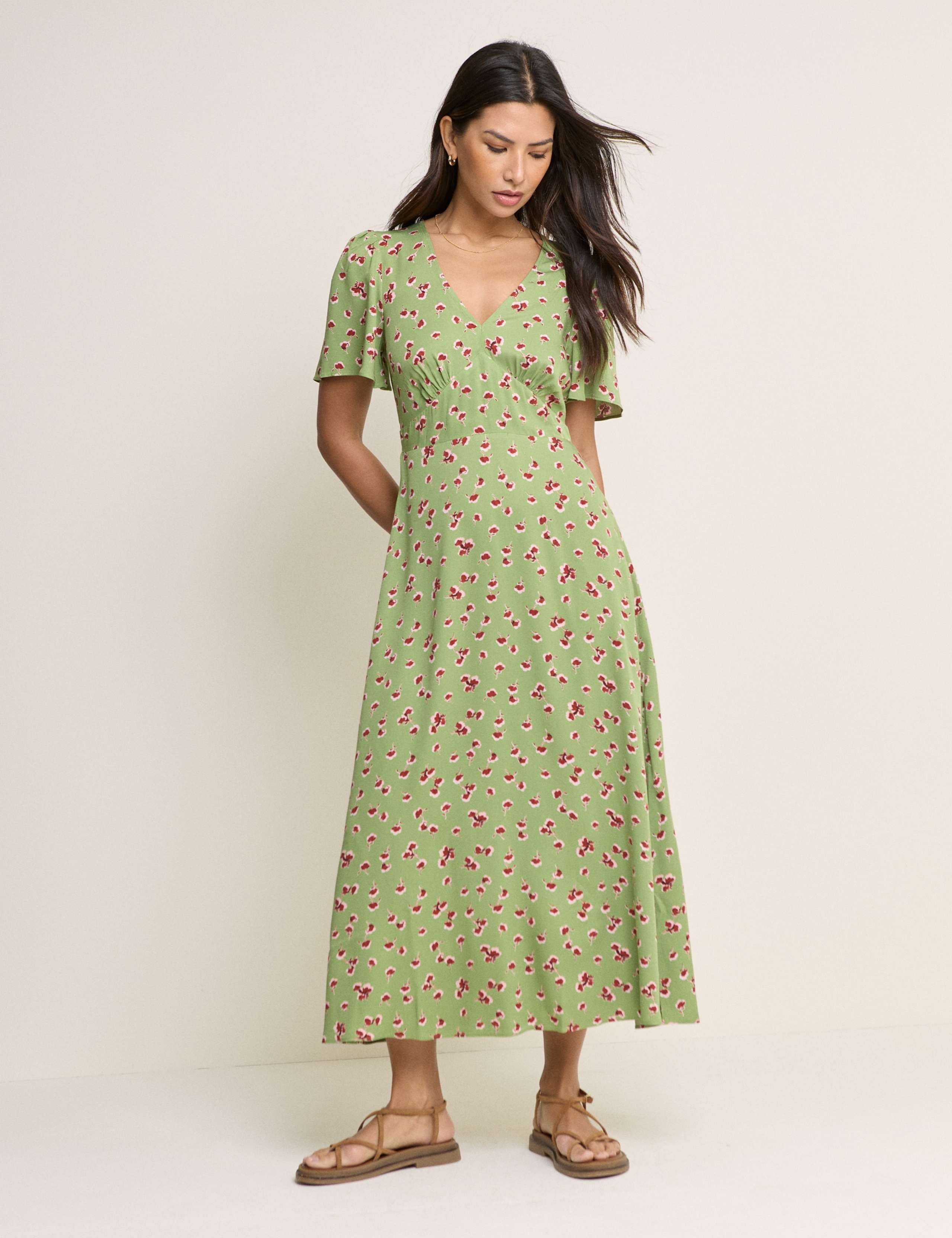 Floral V-Neck Midi Skater Dress 1 of 5