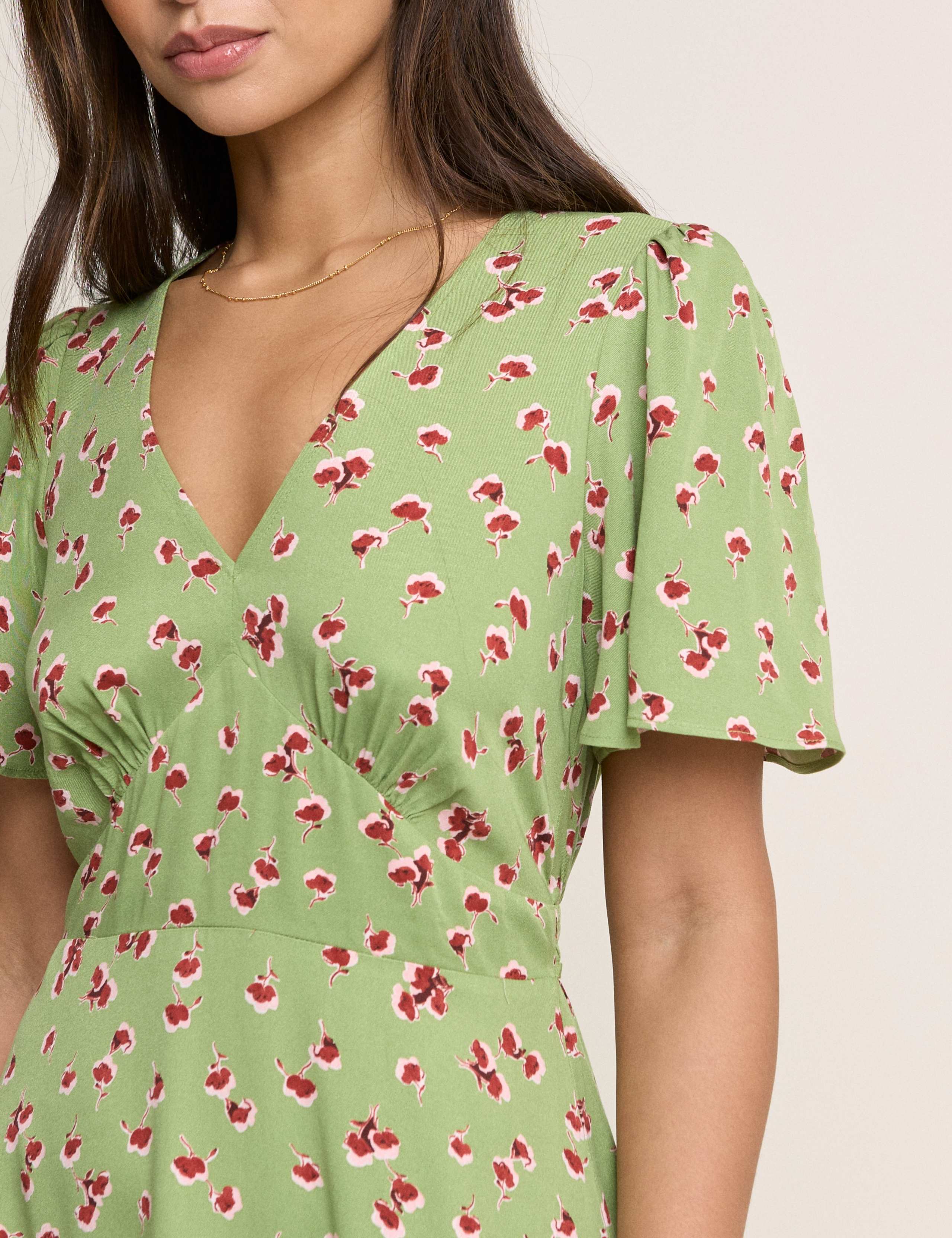 Floral V-Neck Midi Skater Dress 2 of 5