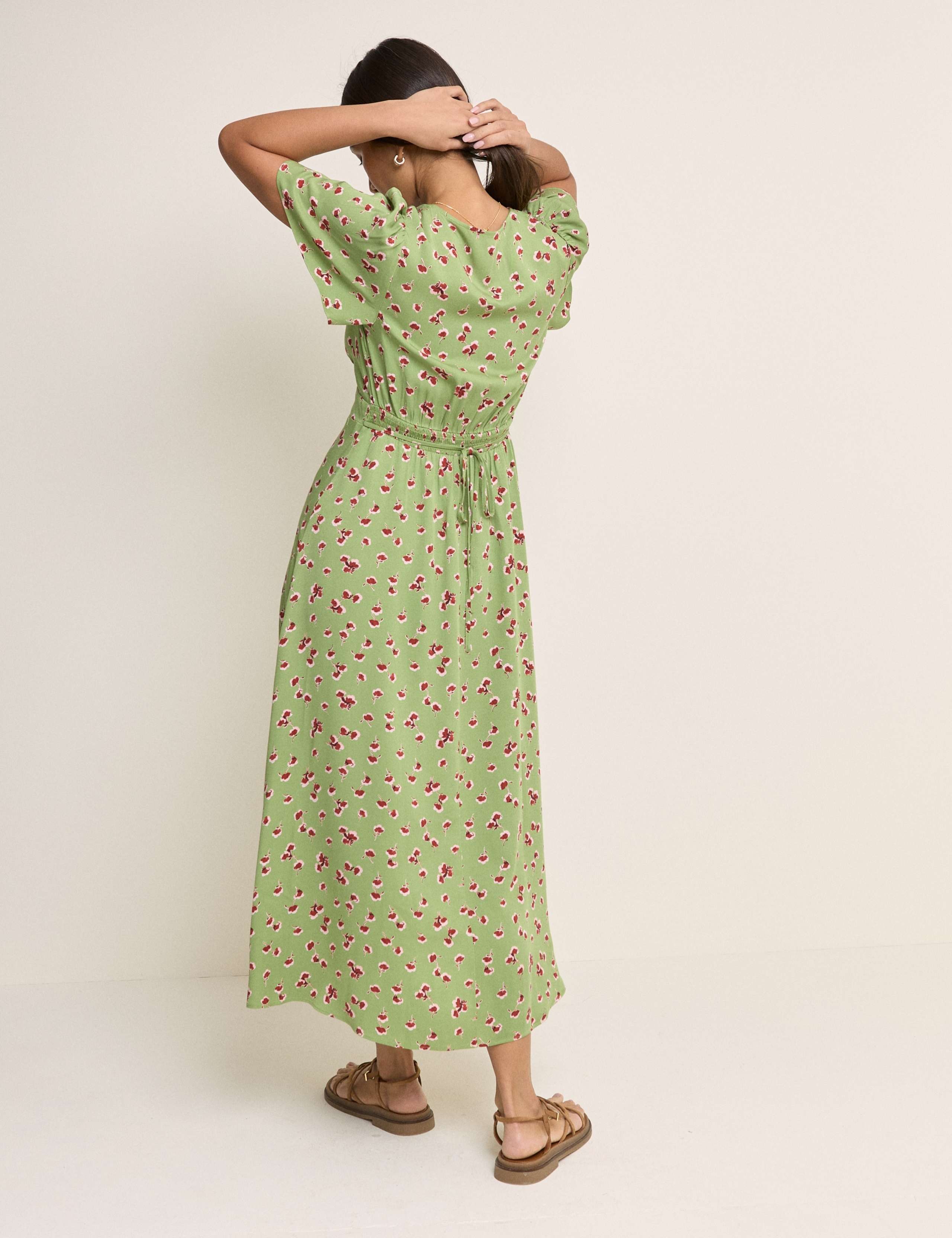 Floral V-Neck Midi Skater Dress 3 of 5