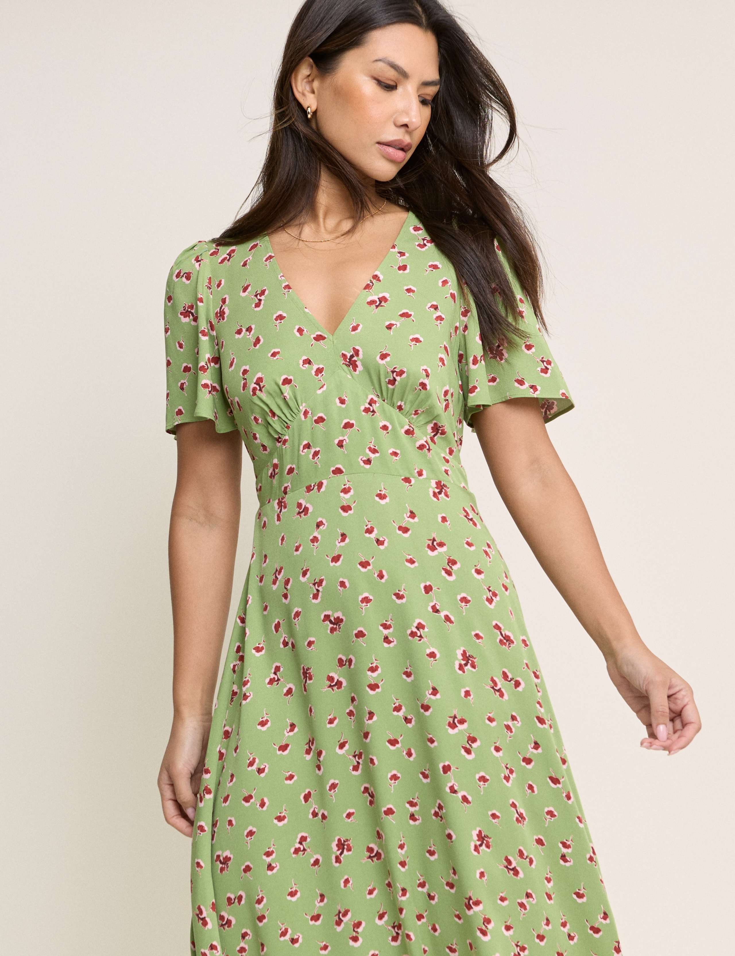 Floral V-Neck Midi Skater Dress 4 of 5