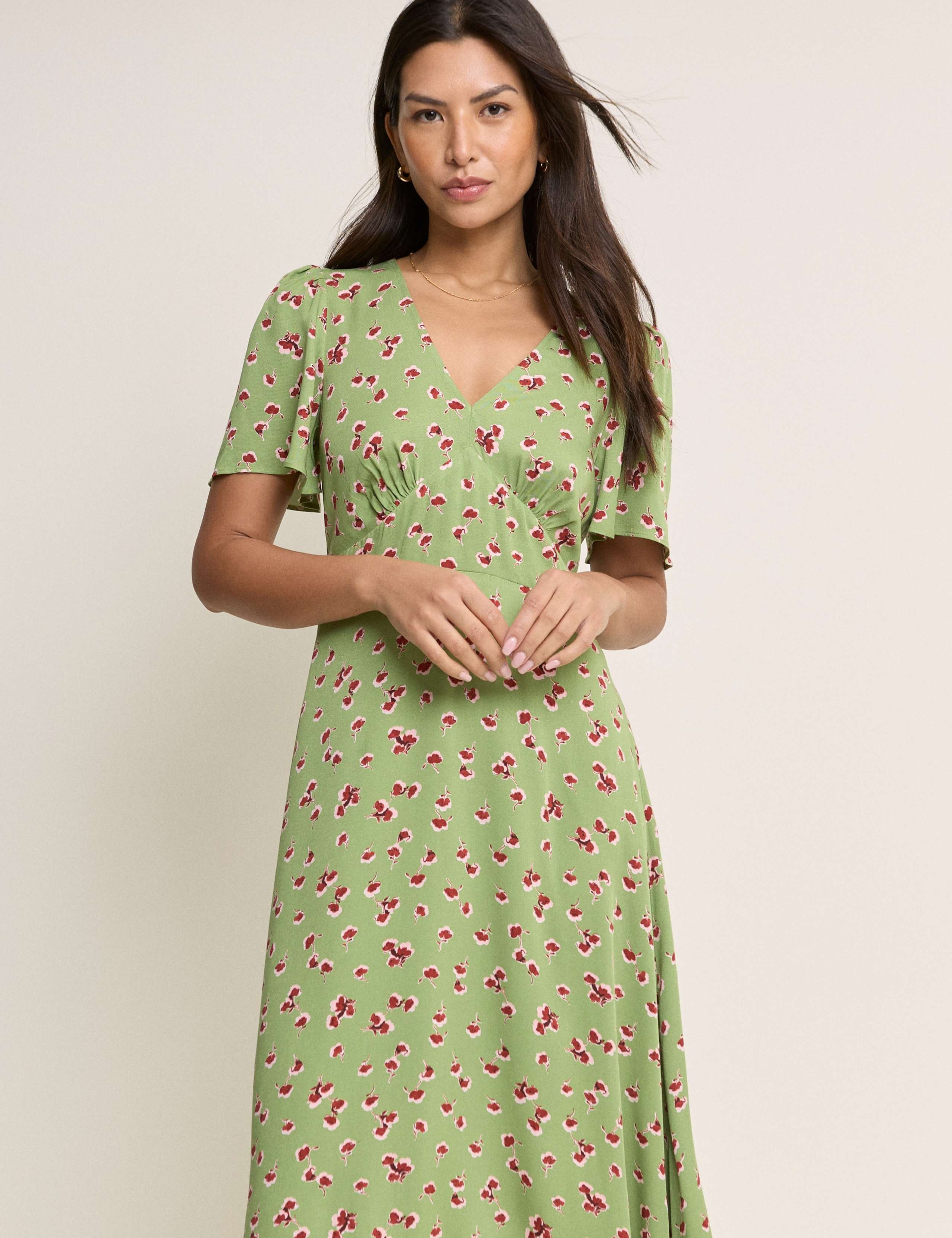 Floral V-Neck Midi Skater Dress 5 of 5