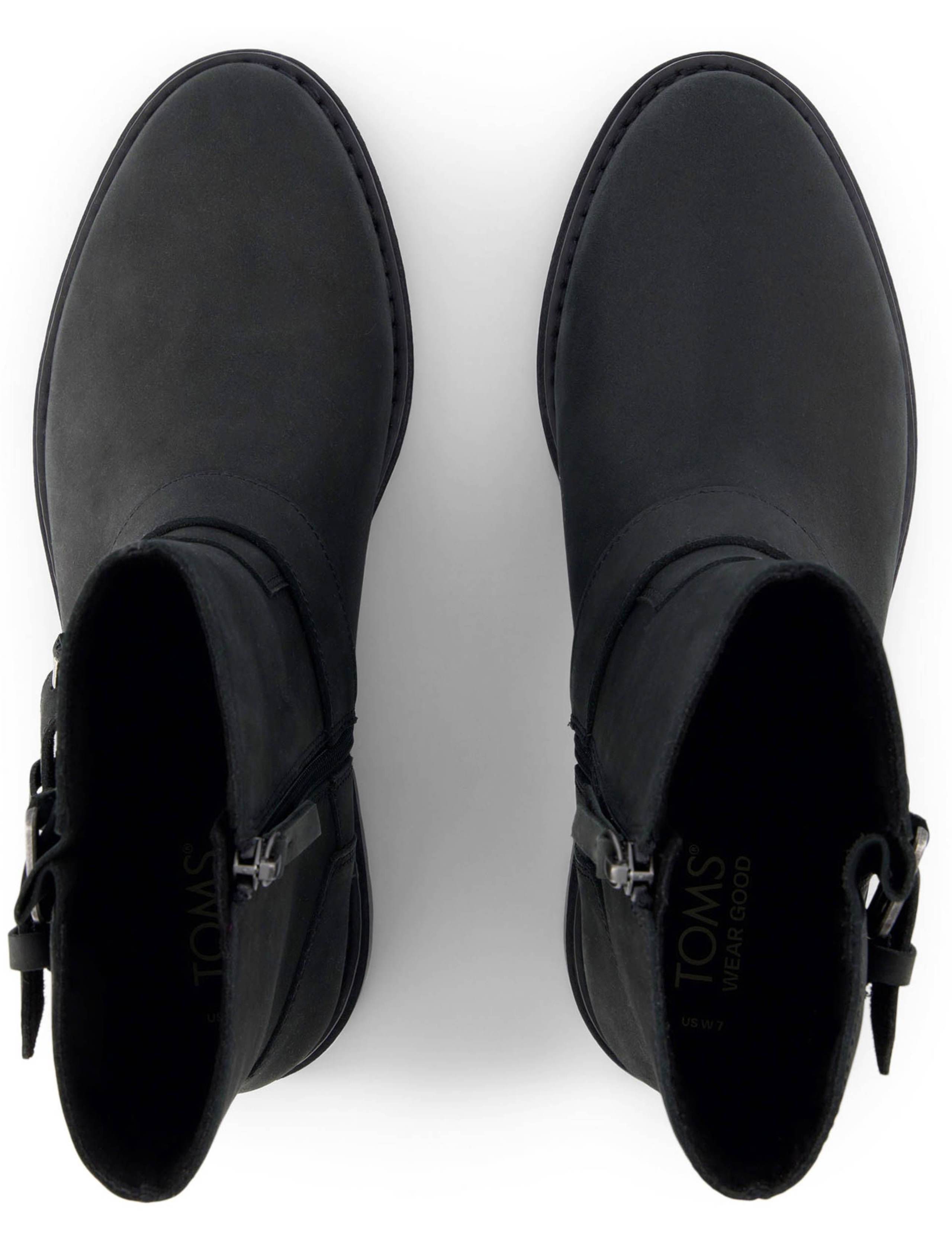 Leather Biker Buckle Flat Ankle Boots 3 of 9