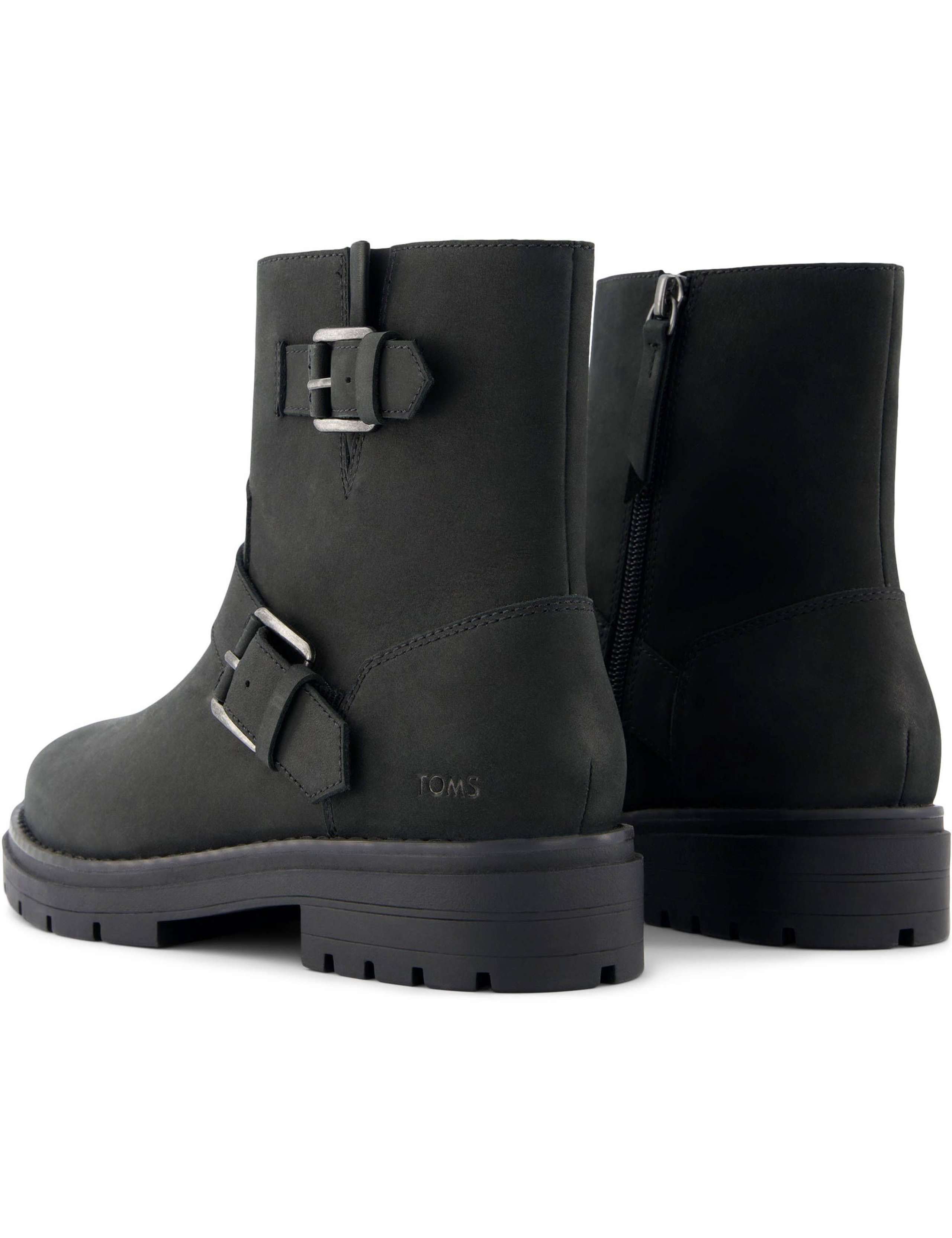 Leather Biker Buckle Flat Ankle Boots 8 of 9