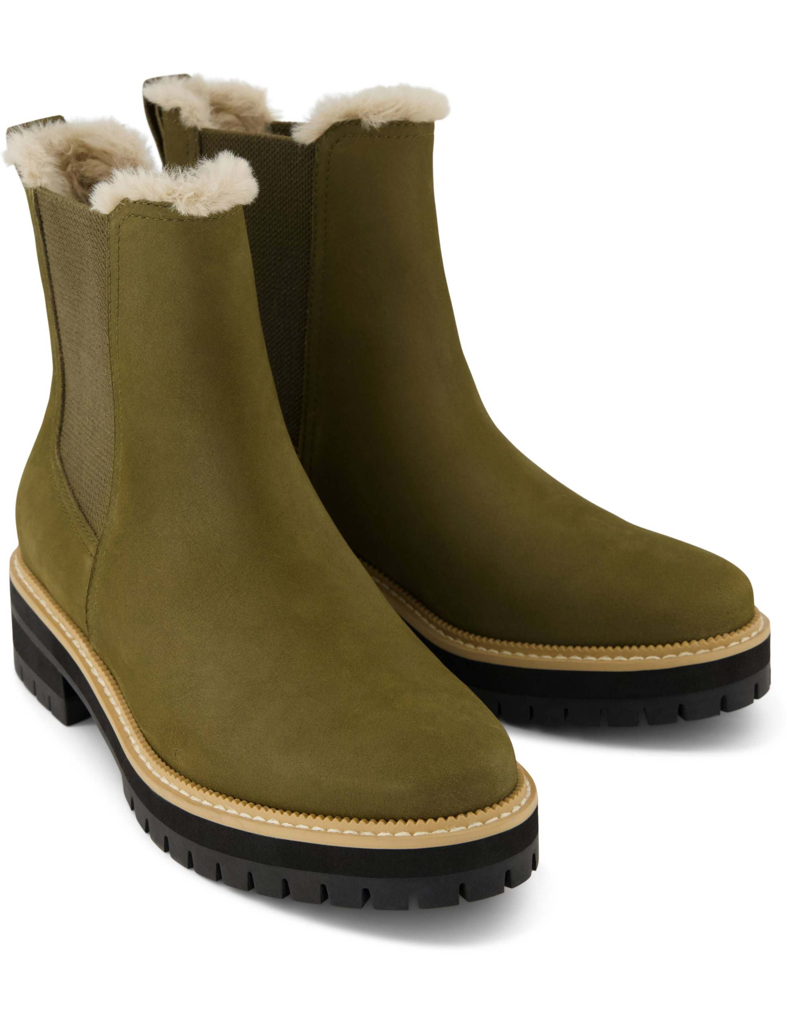 Leather Faux Fur Trim Chelsea Ankle Boots 4 of 6