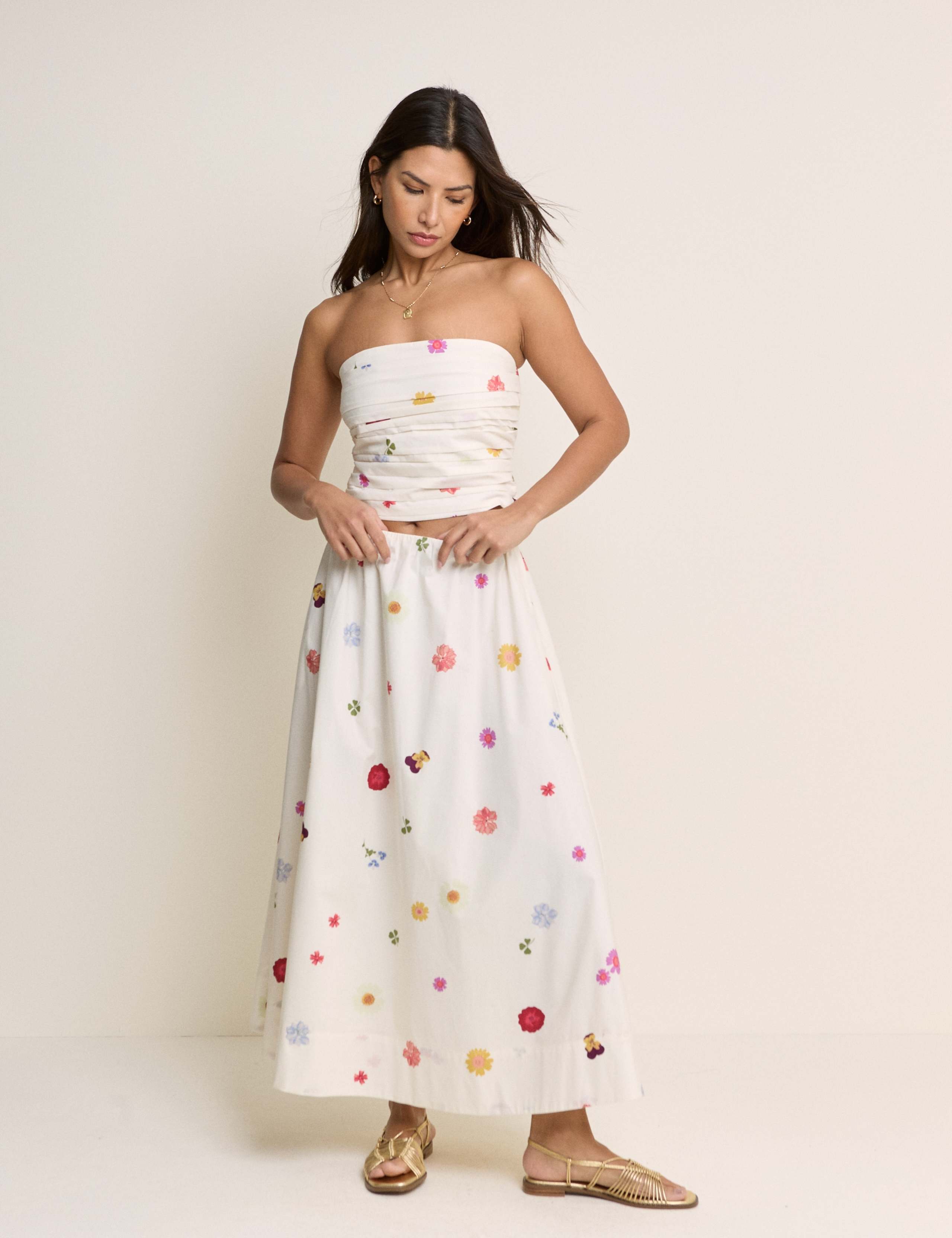 Pure Cotton Floral Midi A-Line Skirt 3 of 5
