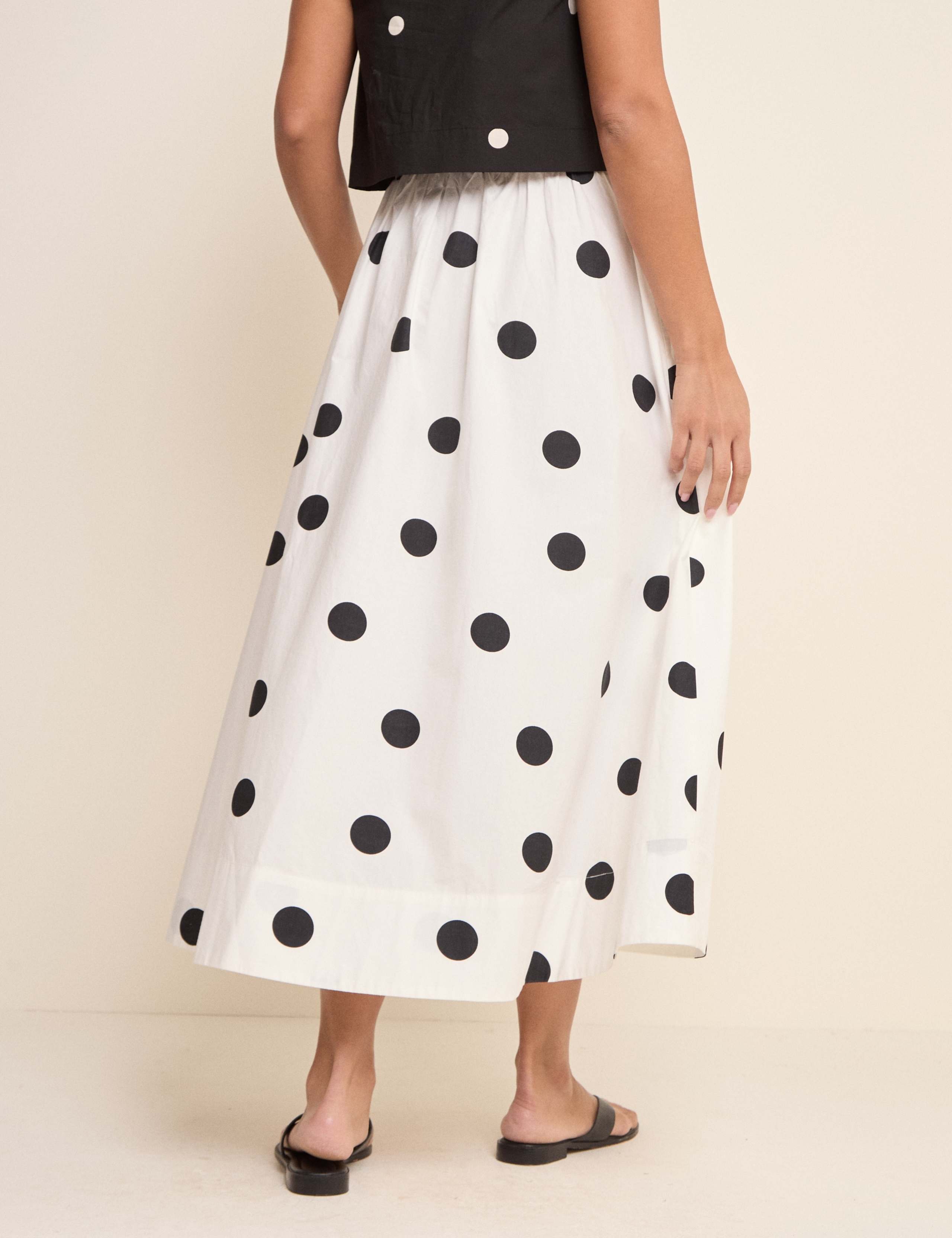 Pure Cotton Polka Dot Midi A-Line Skirt 2 of 5