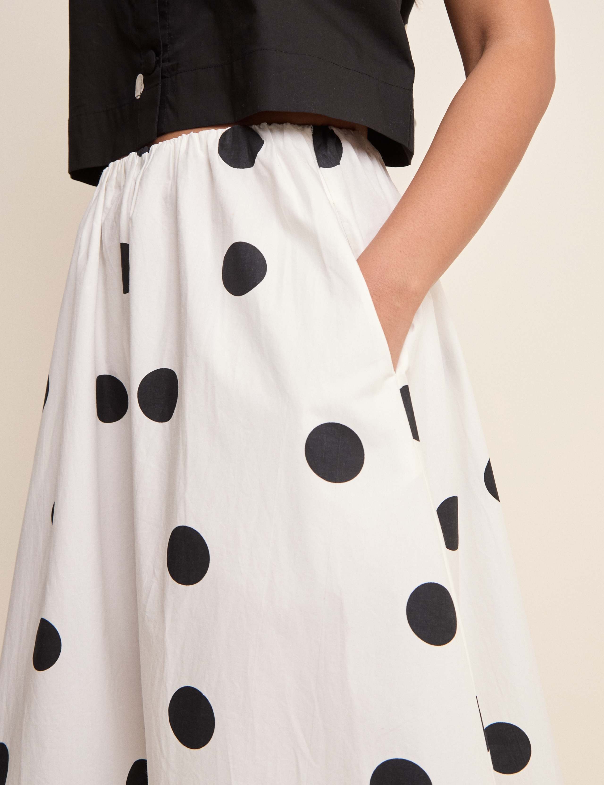Pure Cotton Polka Dot Midi A-Line Skirt 5 of 5