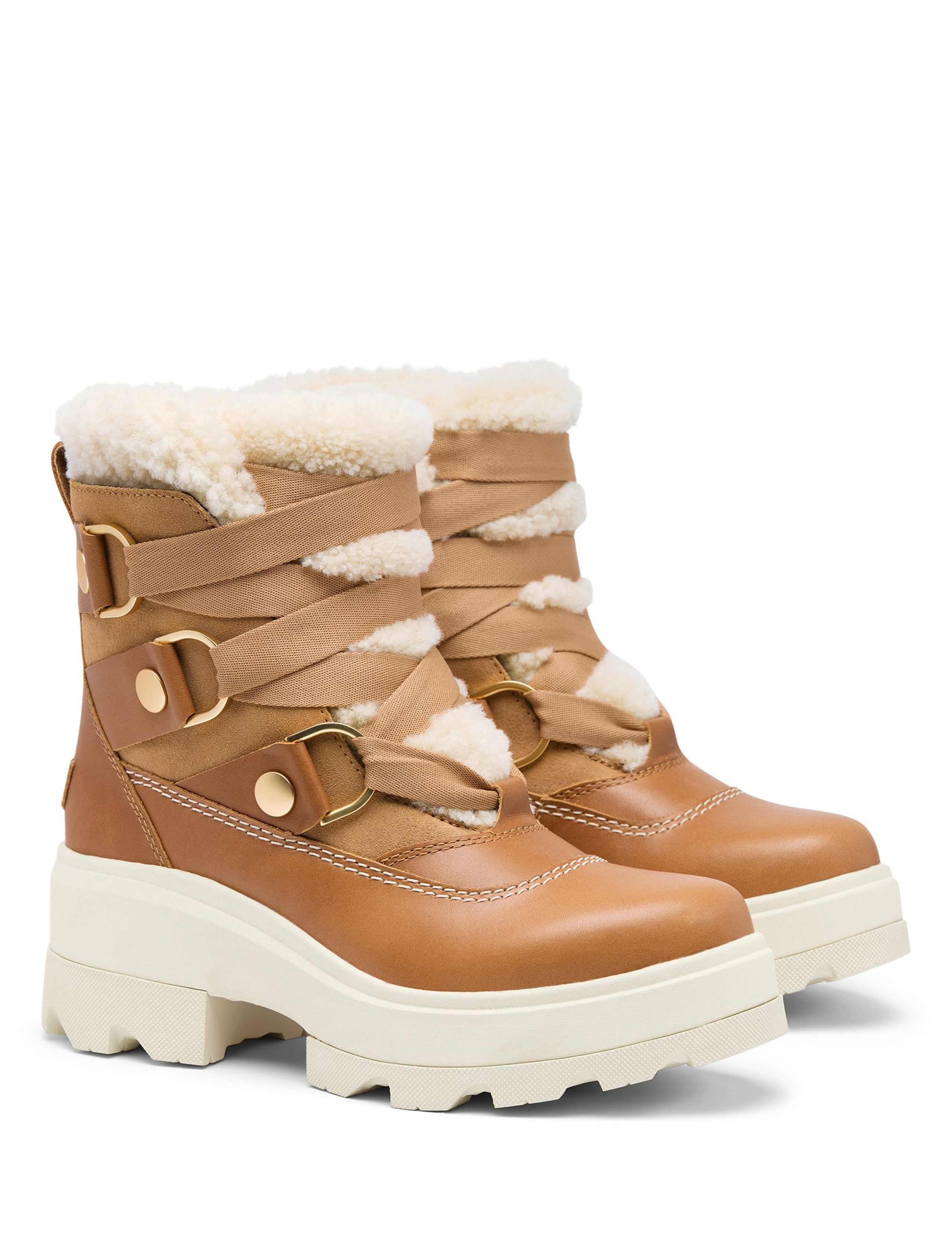 Joan Leather Faux Fur Trim Platform Ankle Boots 2 of 6