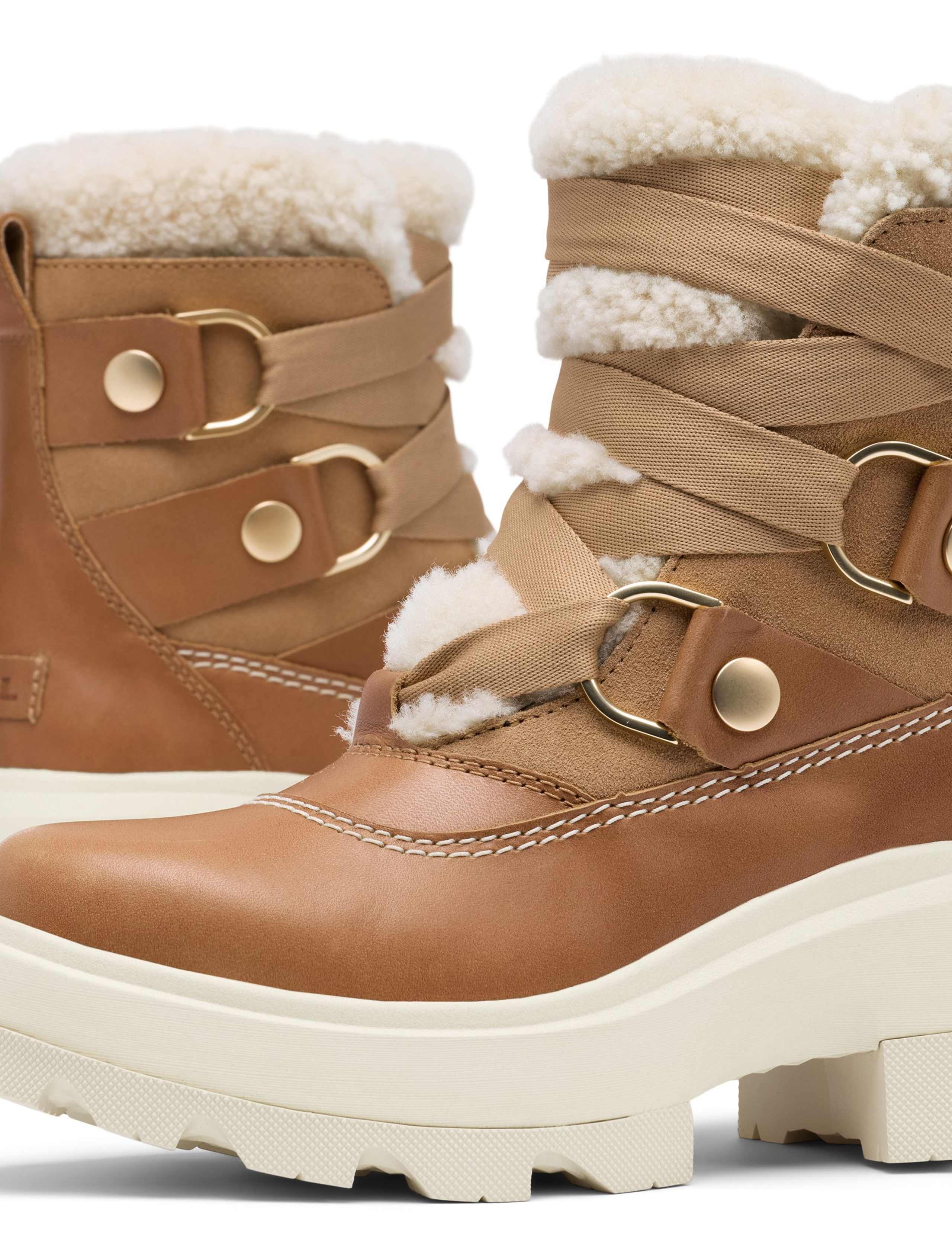 Joan Leather Faux Fur Trim Platform Ankle Boots 3 of 6
