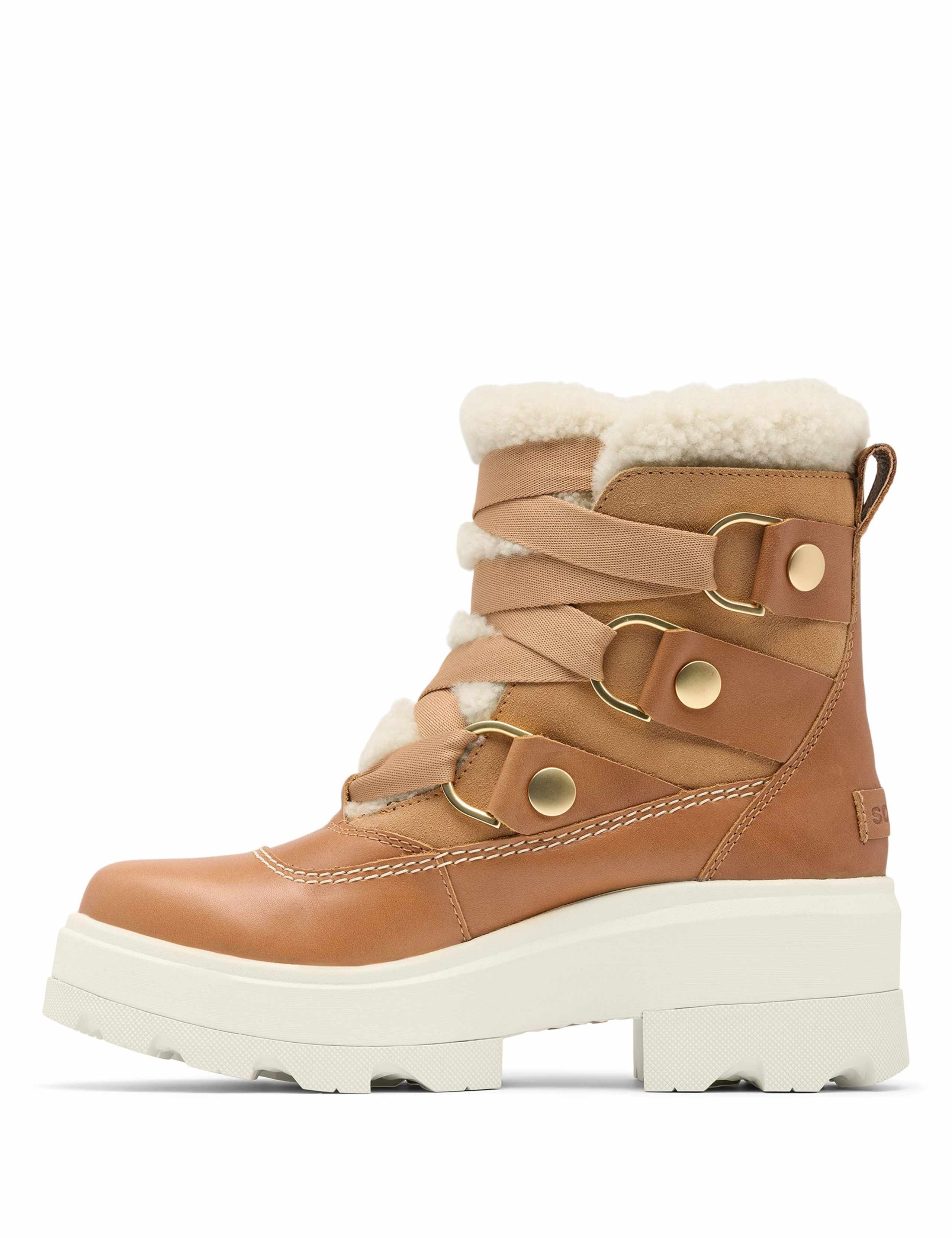 Joan Leather Faux Fur Trim Platform Ankle Boots 5 of 6