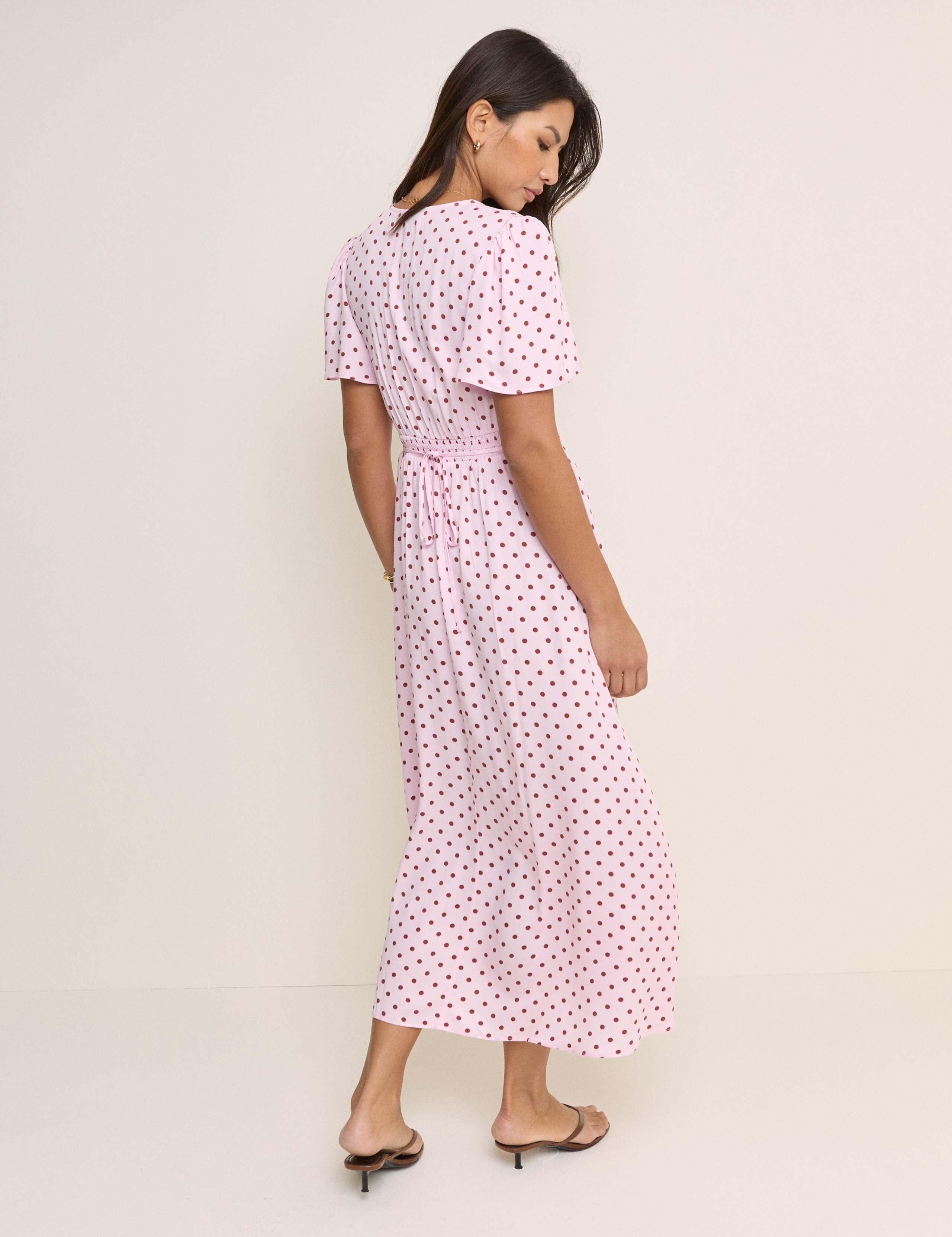 Polka Dot V-Neck Midi Tea Dress 3 of 5