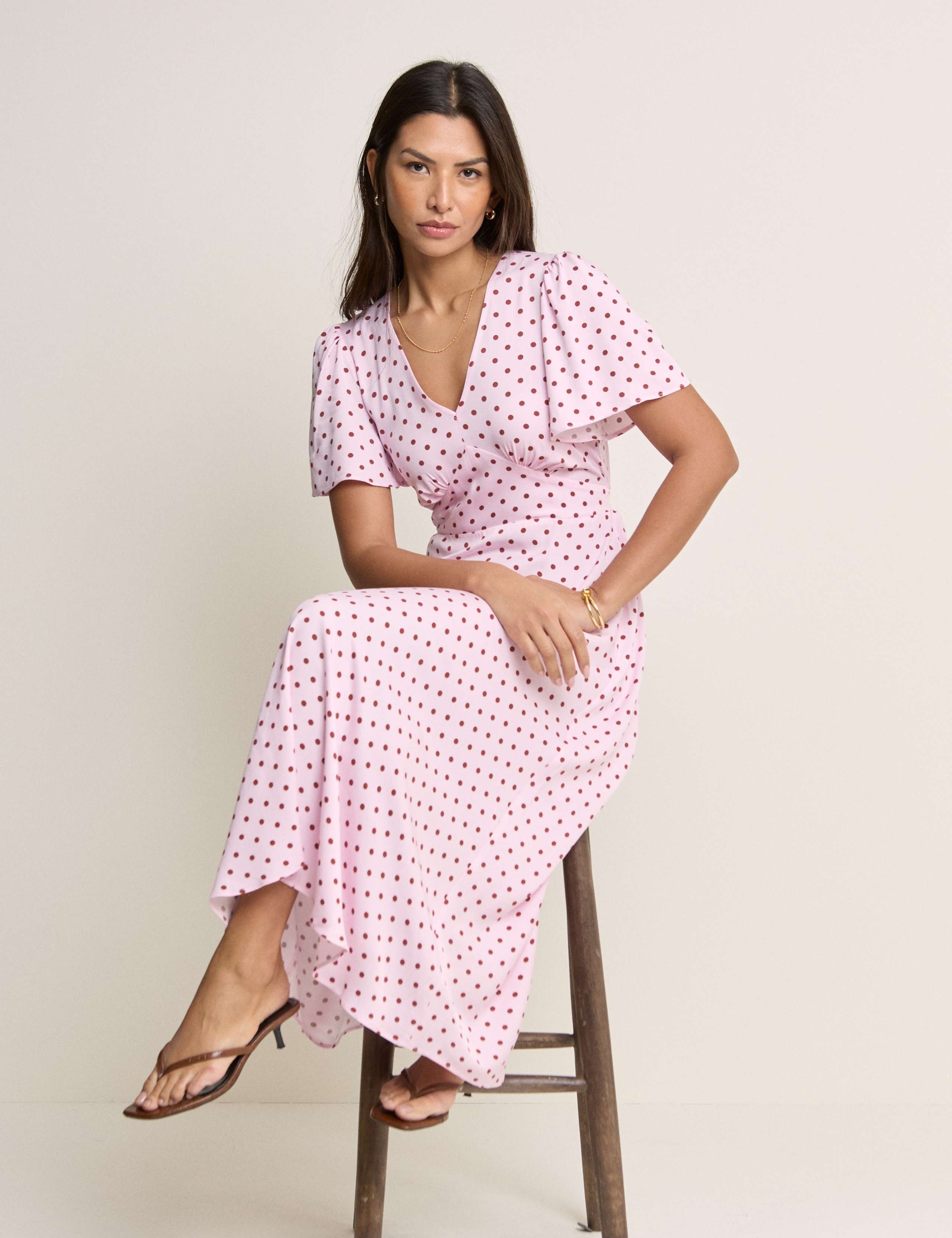 Polka Dot V-Neck Midi Tea Dress 5 of 5
